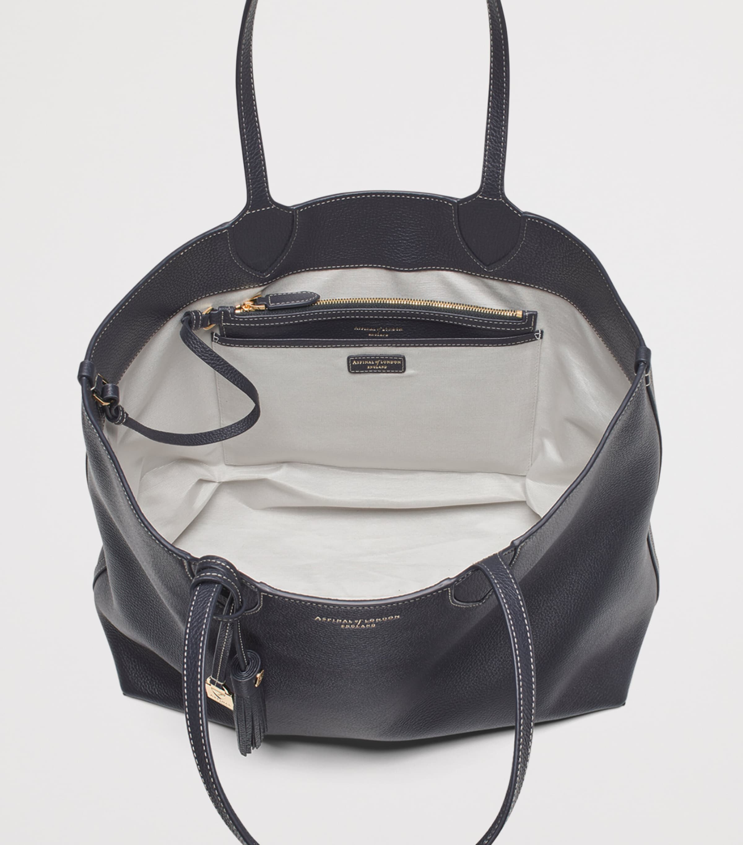 Aspinal Of London Leather Hudson Tote Bag Navy Image 4