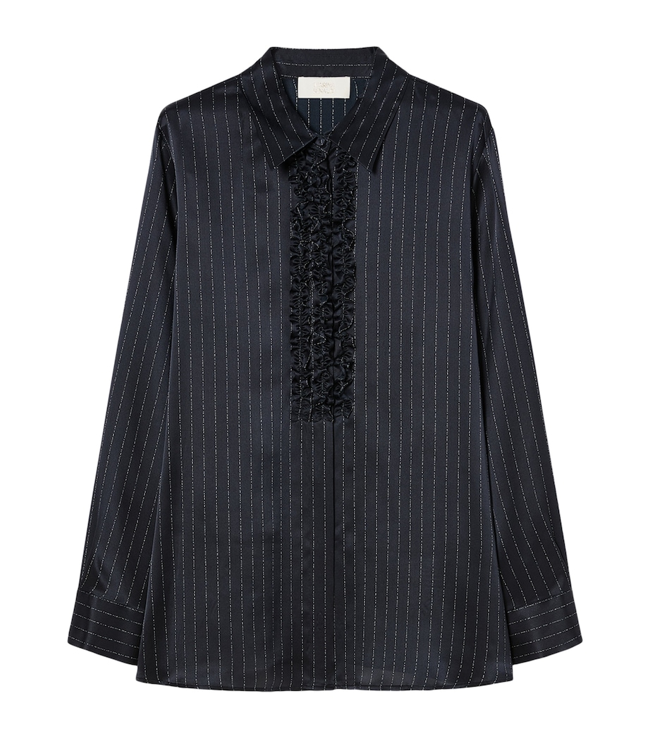 Marina Rinaldi Womens Silk Pinstripe Shirt Midnightblue Image 1