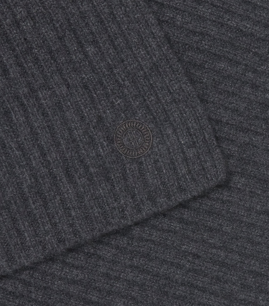 Cashmere Rib-Knit Scarf BLACK Image 5