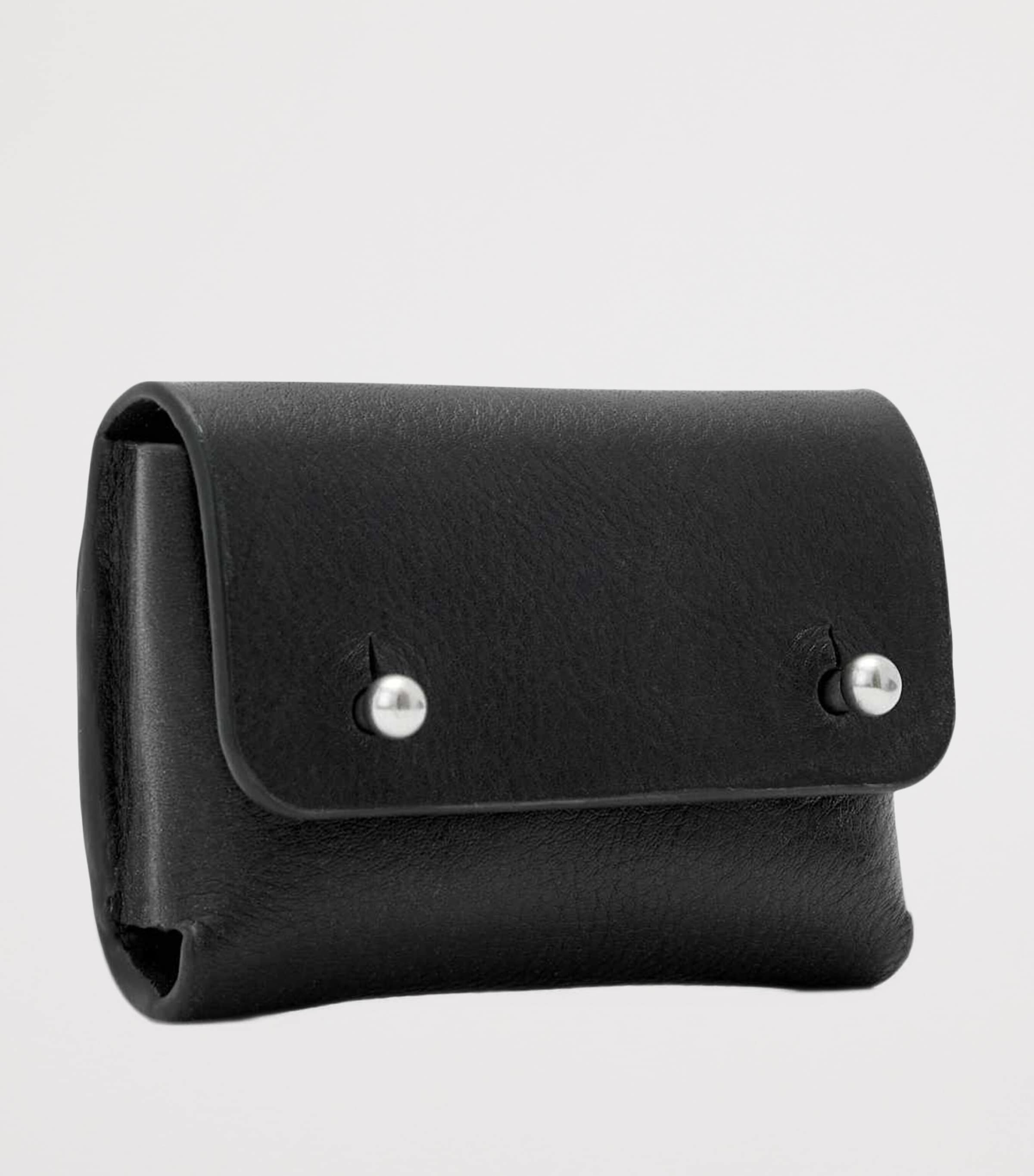 AllSaints Leather Stud Card Case Black Image 2