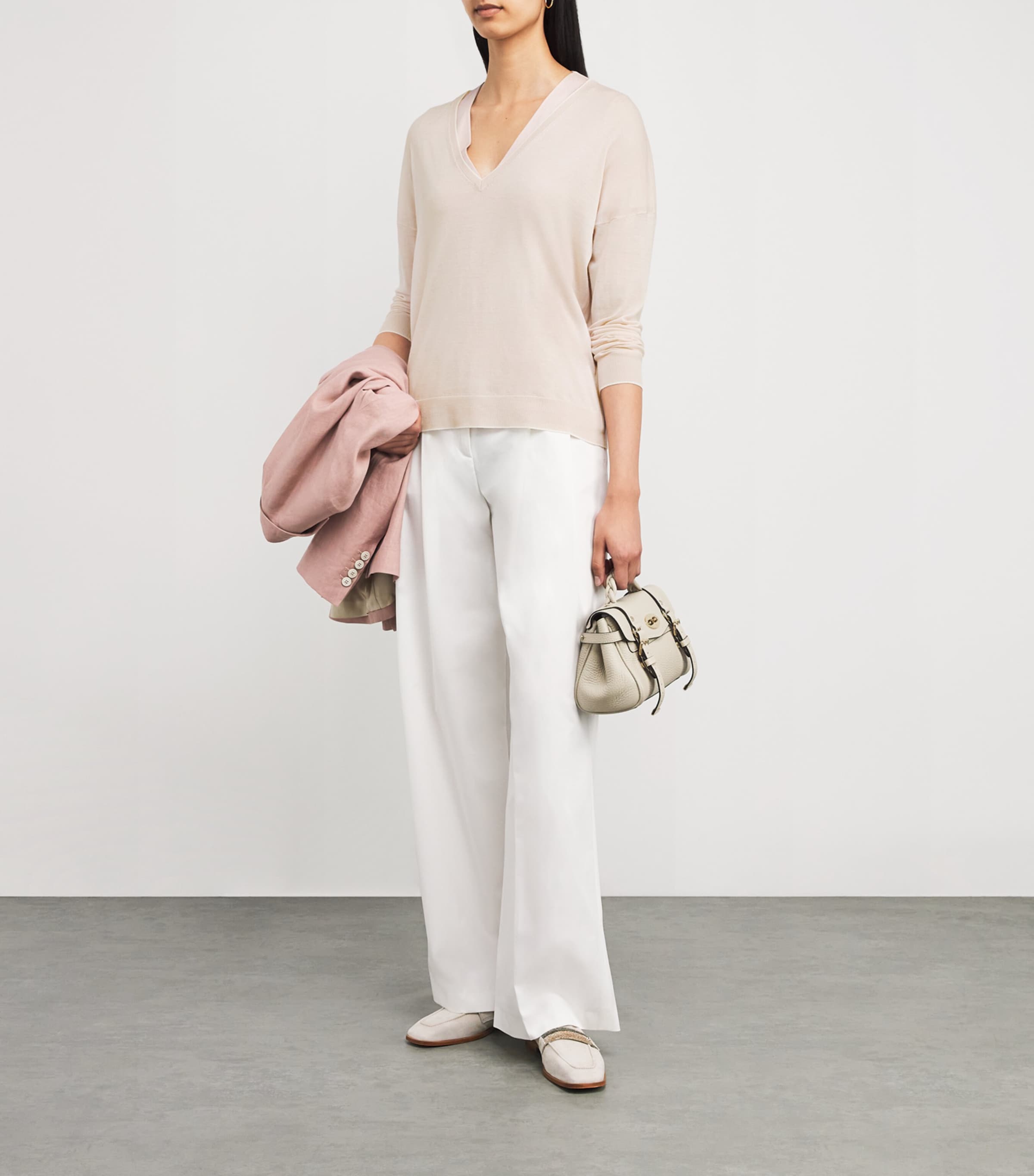 Wool V-Neck Sweater NUDE, BIANCO Image 2