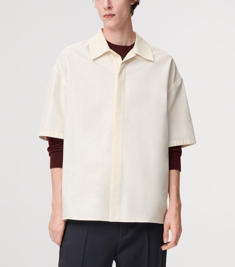LOEWE Mens Cotton Short-Sleeve Shirt White Image 3