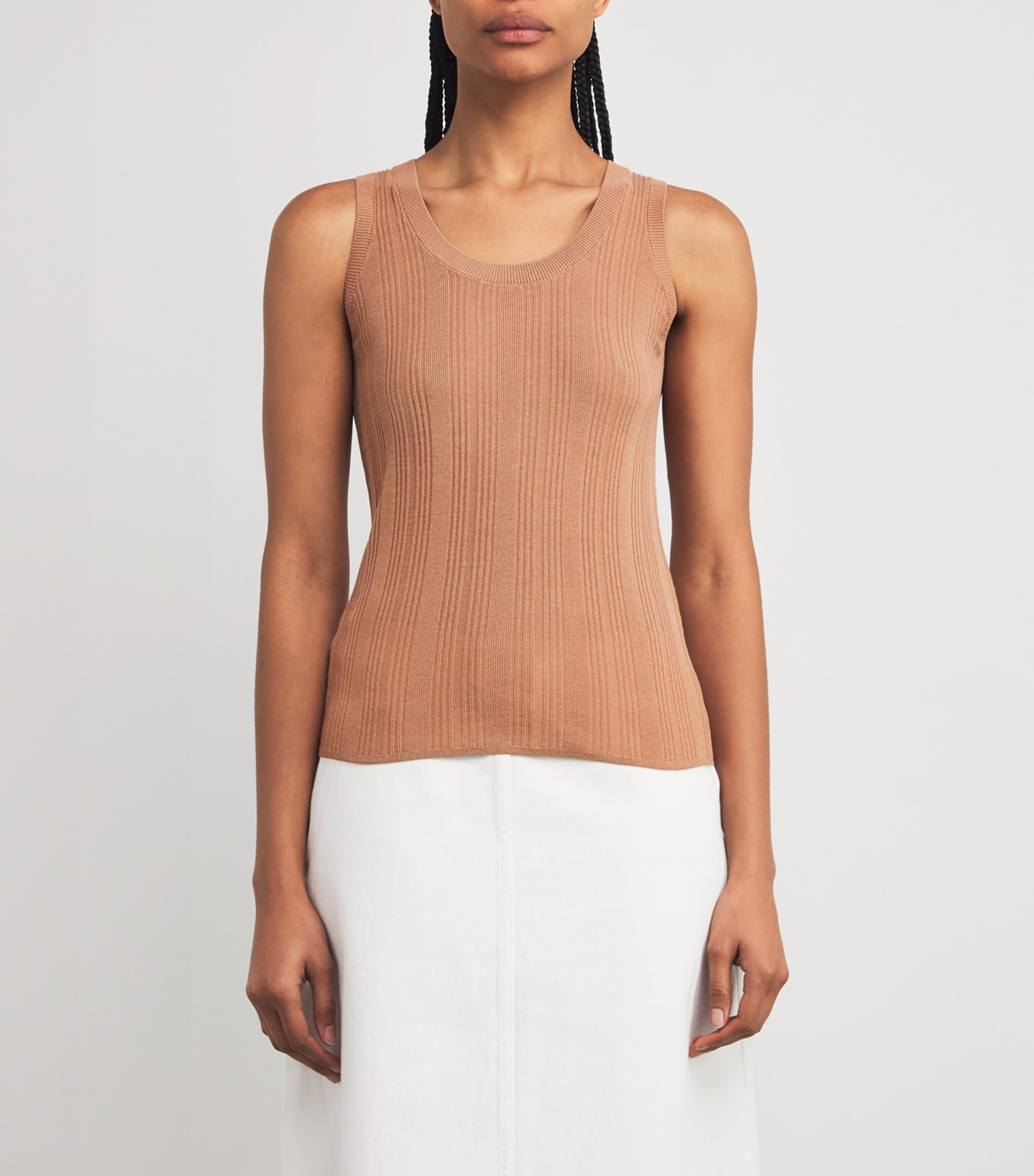 Weekend Max Mara Womens Ribbed Tank Top Desert Image 3