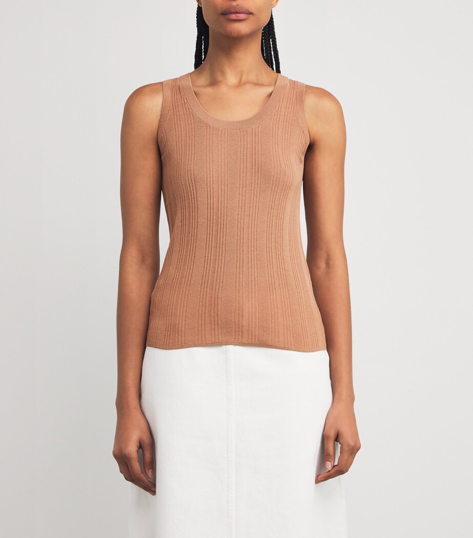 Weekend Max Mara Womens Ribbed Tank Top Desert Image 3