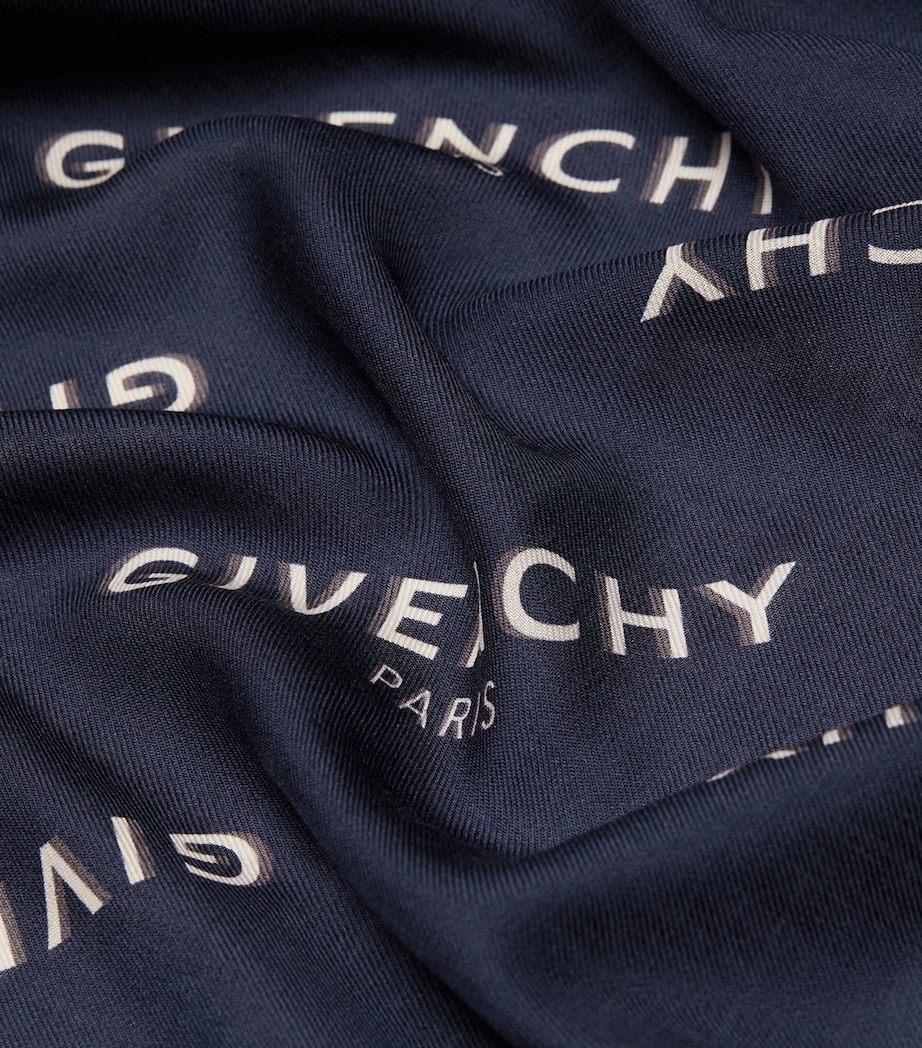 Wool-Silk Logo Shawl NAVY Image 2