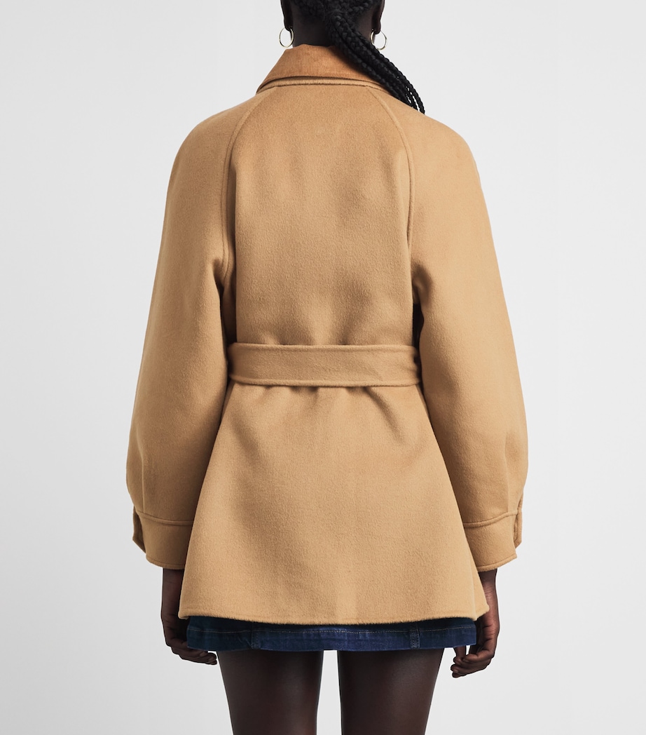 Maje Womens Wool-Blend Mid-Length Coat Camel Image 5