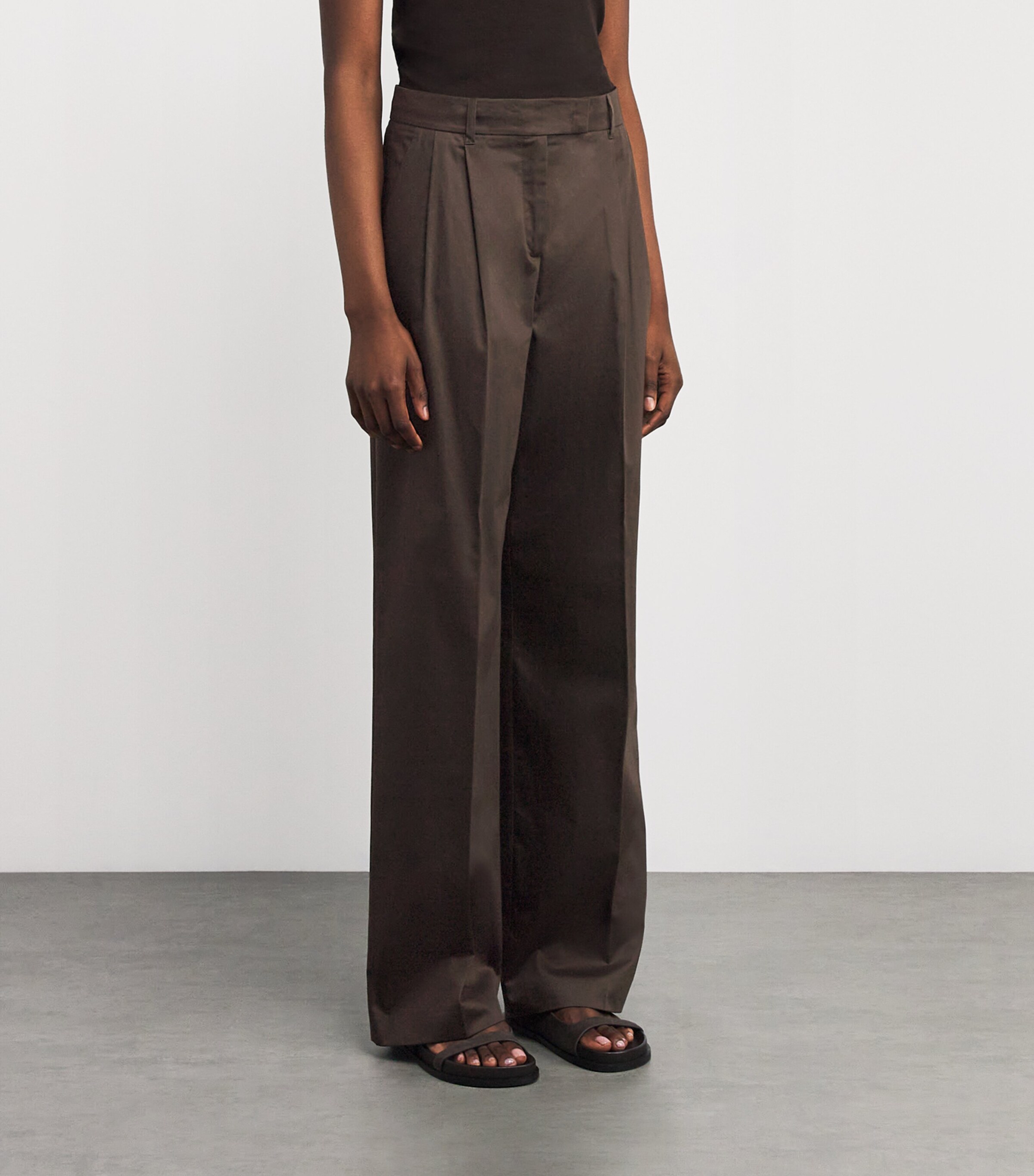 Stretch-Cotton Satin Trousers COCOA Image 3