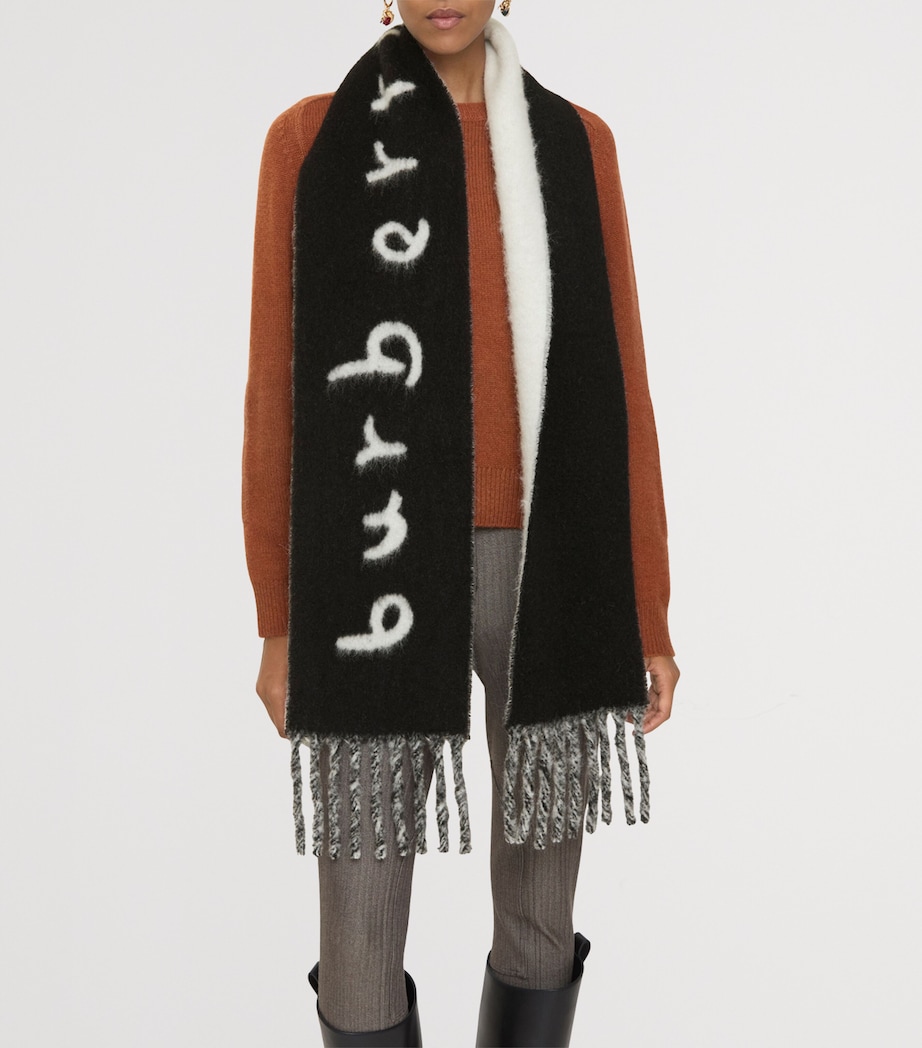 Alpaca-Blend Reversible Logo Scarf BLACK Image 3