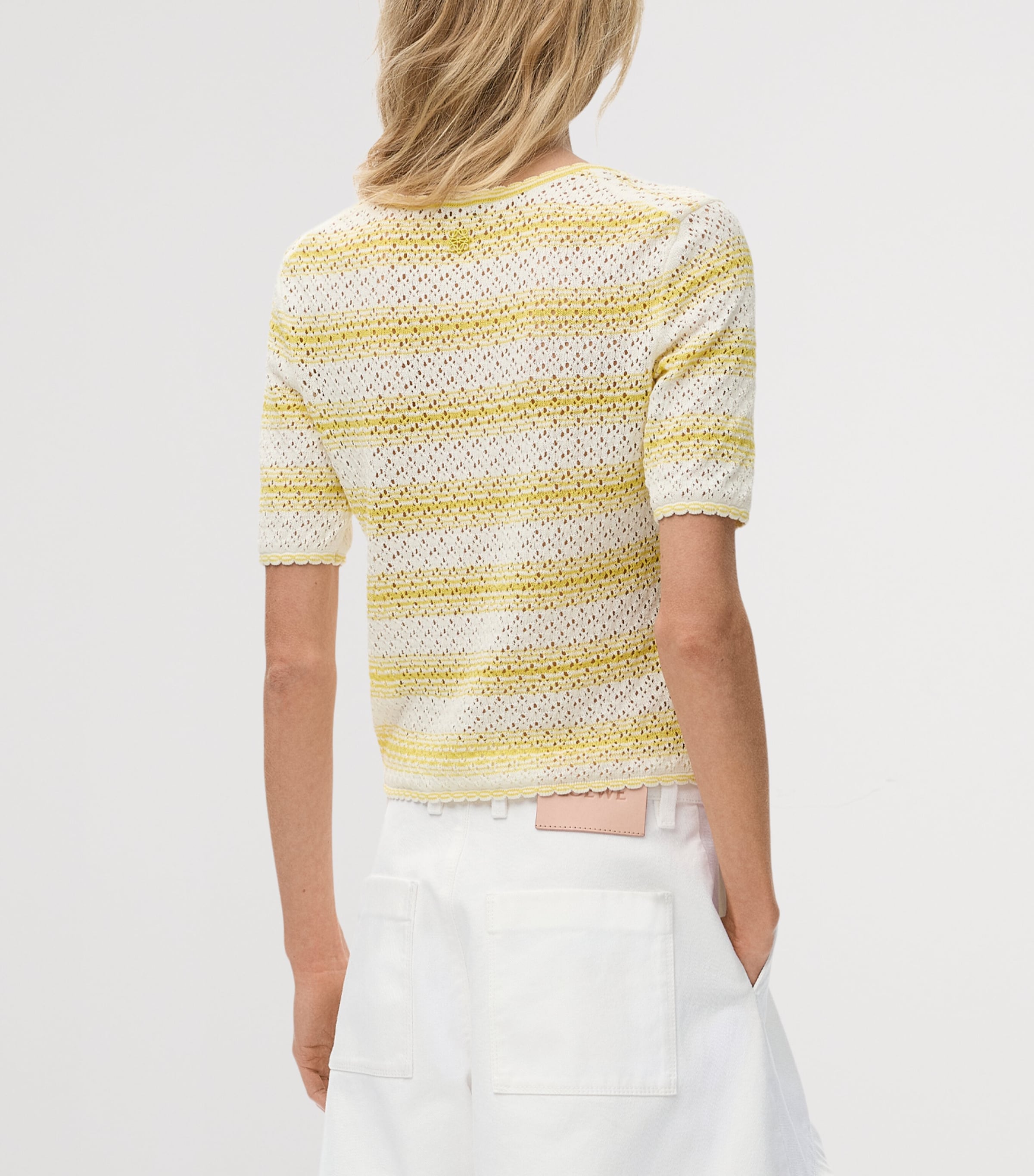 LOEWE Womens x Paula's Ibiza Stripe Short-Sleeve Sweater White/yellow Image 4