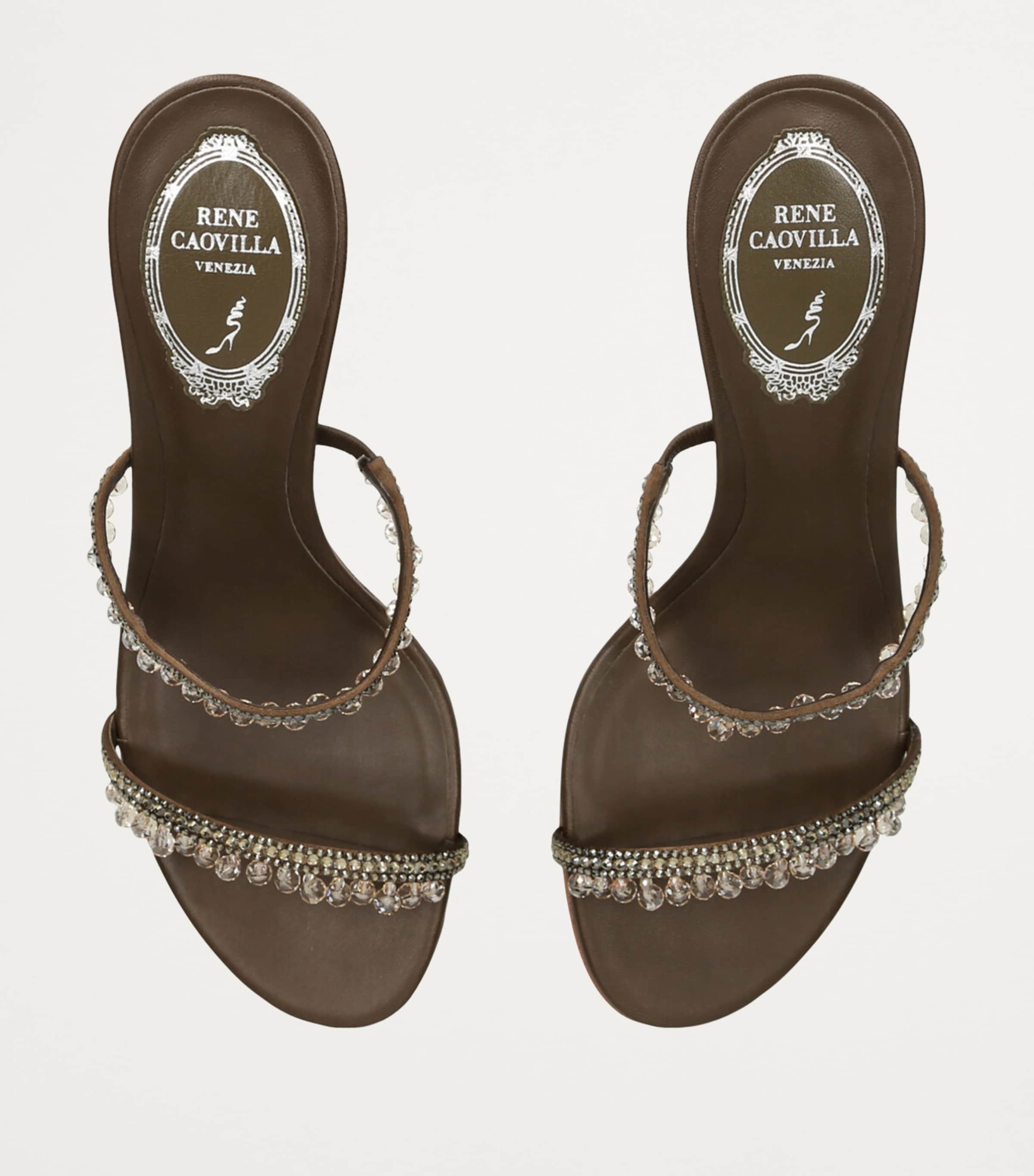 Embellished Chandelier Heeled Mules 80 DARK BROWN Image 4