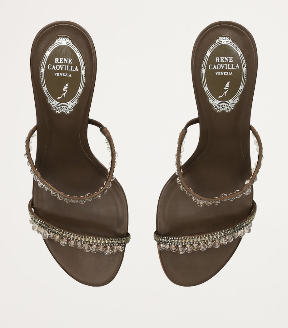 Embellished Chandelier Heeled Mules 80 DARK BROWN Image 4