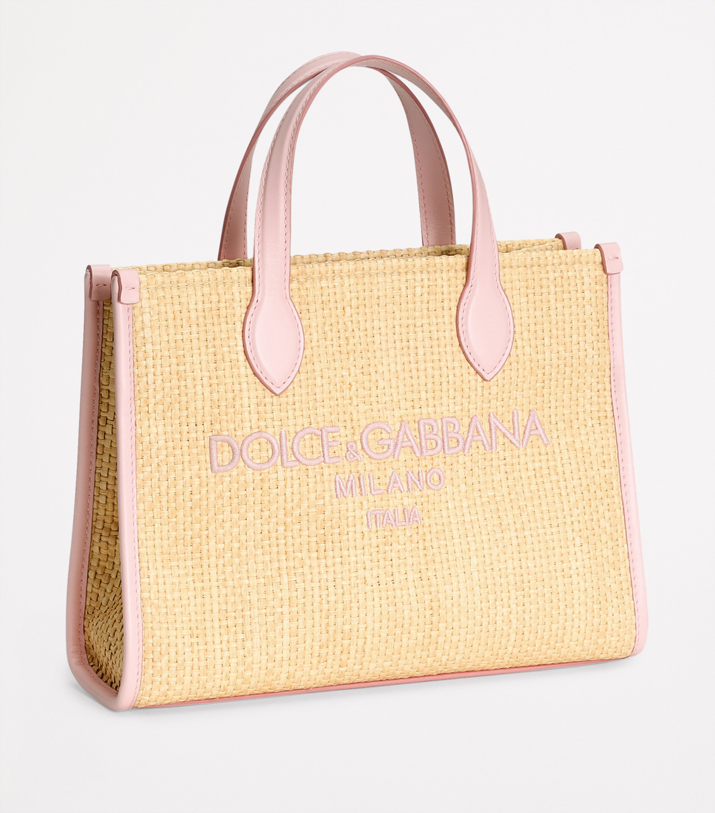 Dolce&Gabbana Kids Straw Logo Tote Bag Naturale/rosa Image 2