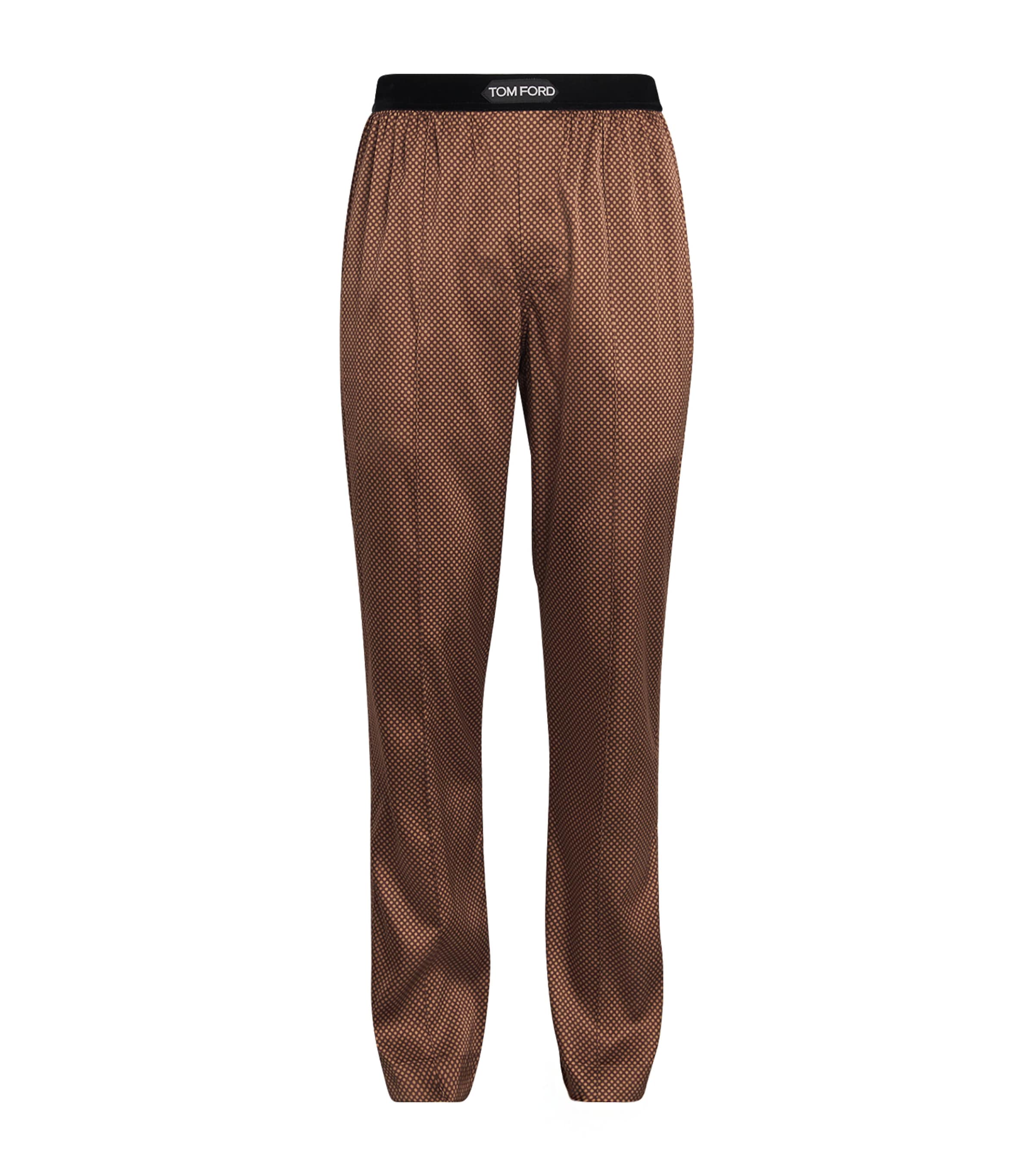 Tom Ford Stretch-silk Polka-dot Pyjama Bottoms In Brown