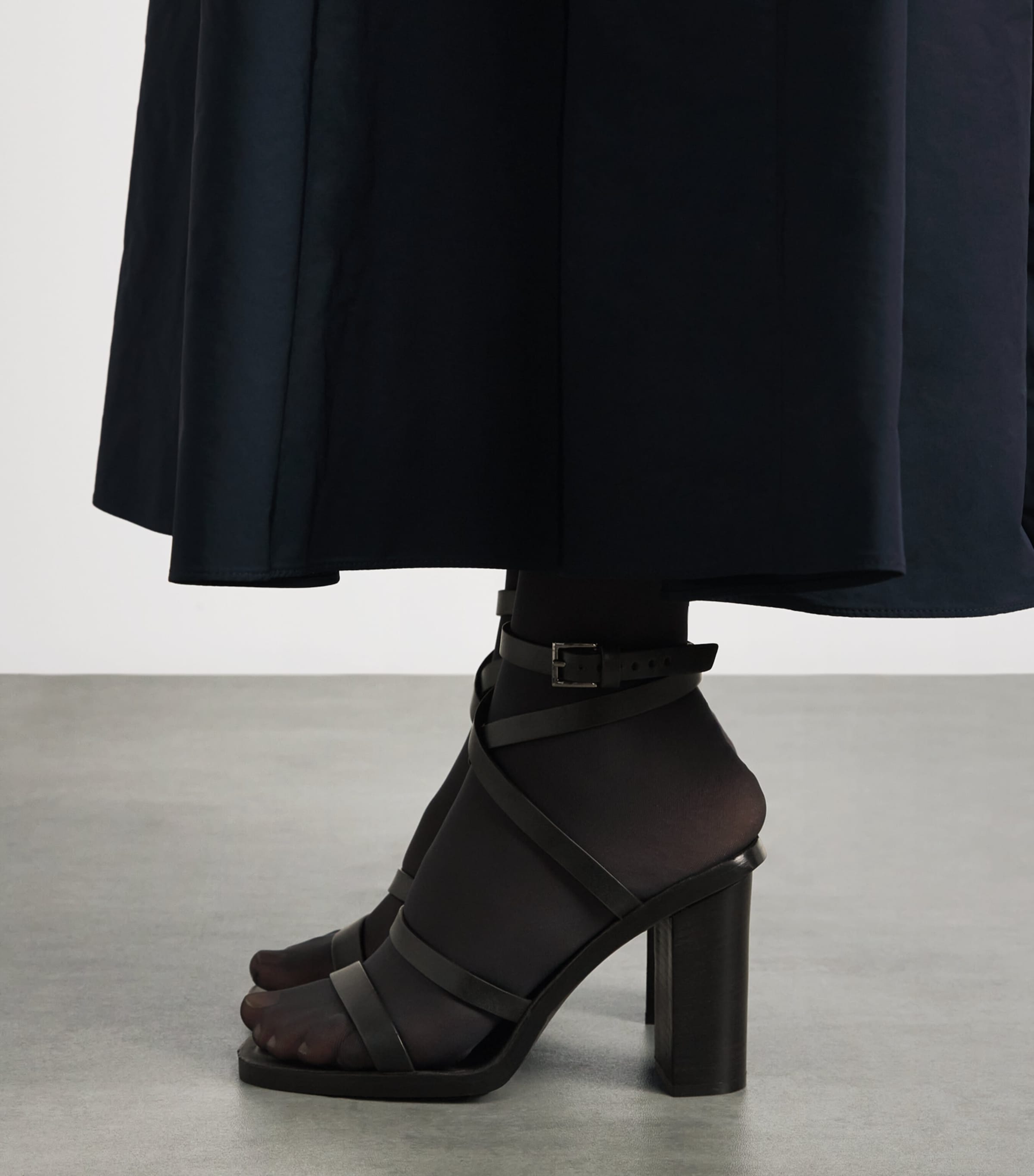 Max Mara Leather Heeled Sandals 90 Black Image 2
