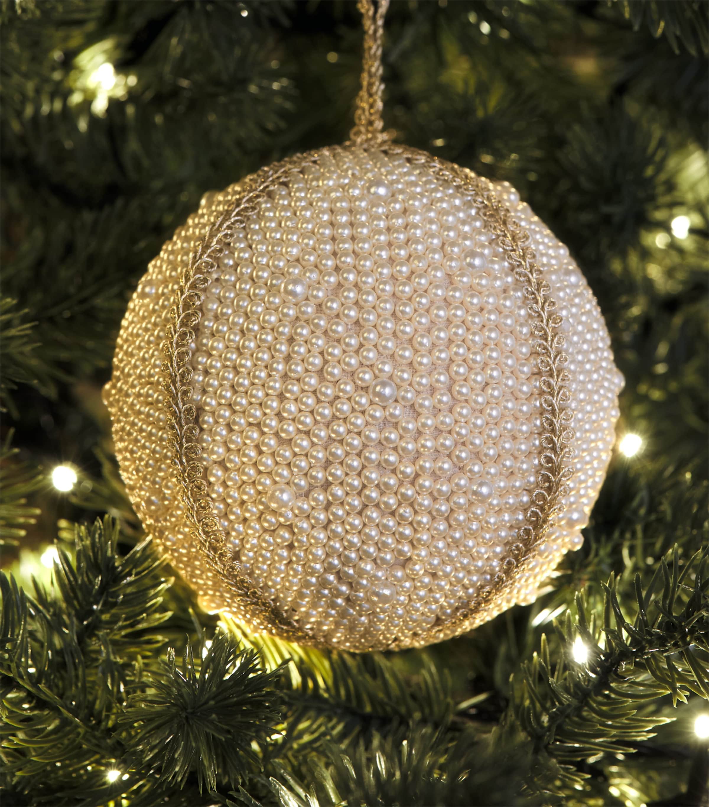 Harrods Pearlised Beaded Bauble White/silver Image 3