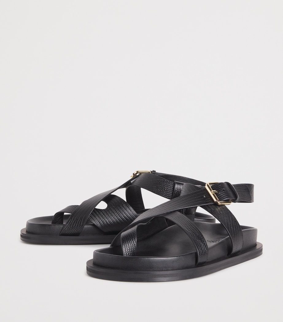 Leather Elbert Sandals BLACK EMBSSED LIZARD Image 3