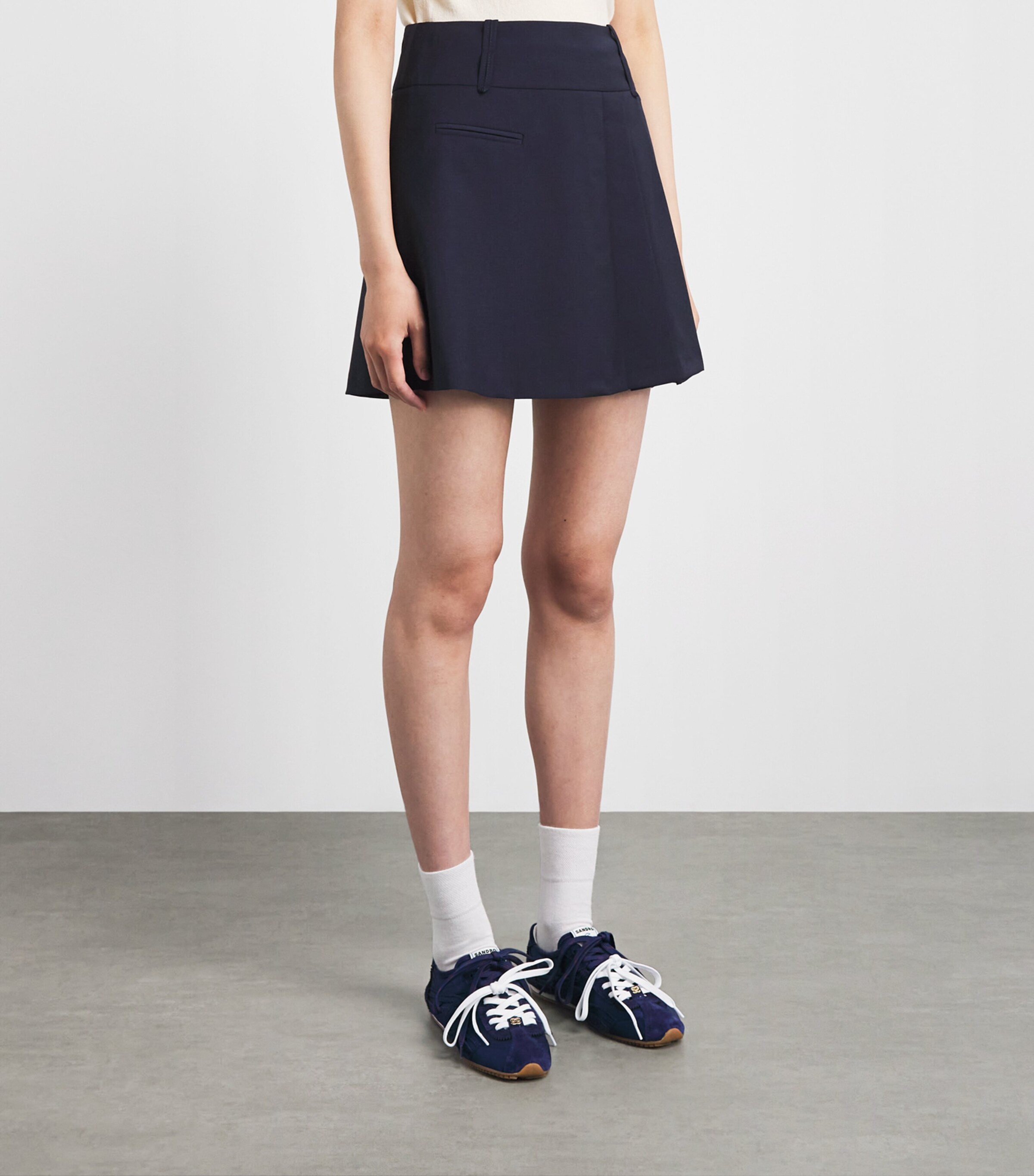 Claudie Pierlot Womens Wool-Blend Pleated Mini Skirt Navy Image 4