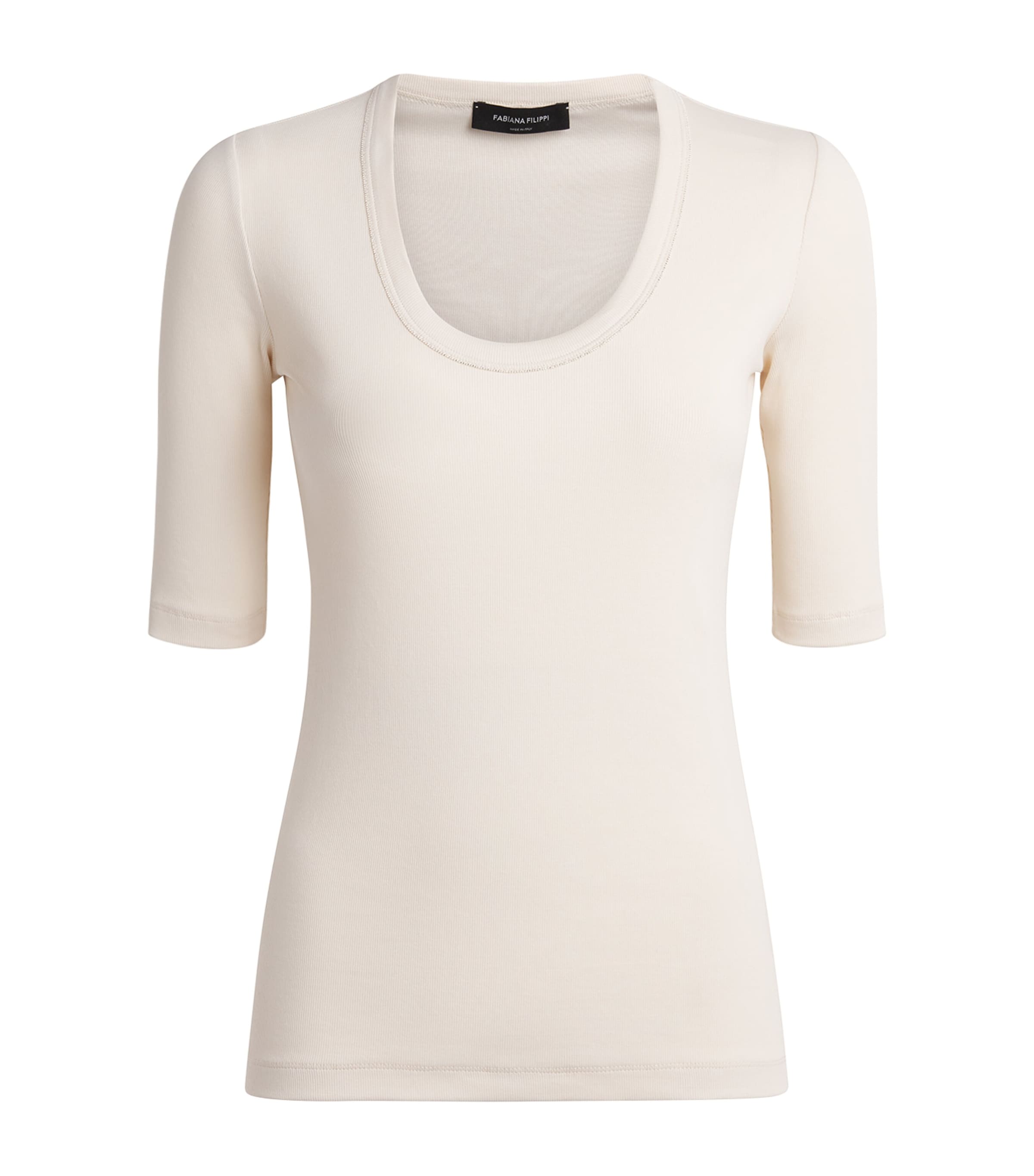 Fabiana Filippi Womens Rib-Knit Embellished Top Burro Image 1