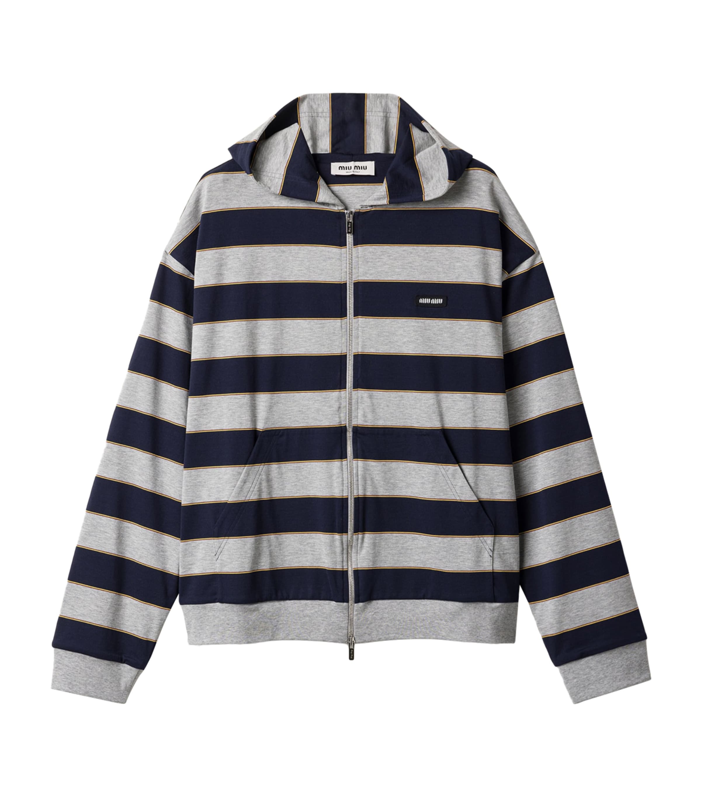 Miu Miu Womens Cotton Stripe Zip-Up Hoodie Image 1