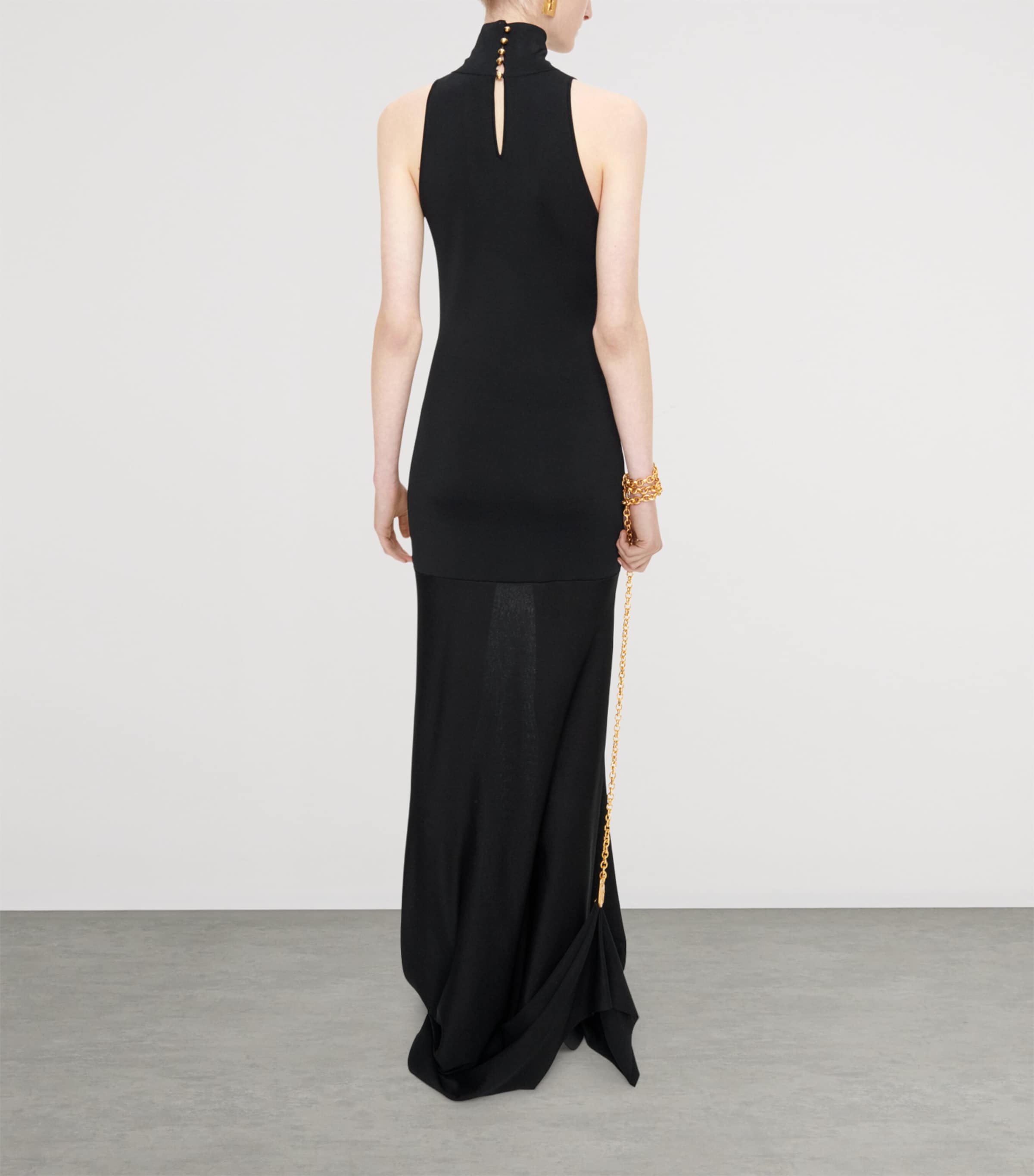 Schiaparelli Womens Keyhole Padlock and Chain Gown Black Image 3