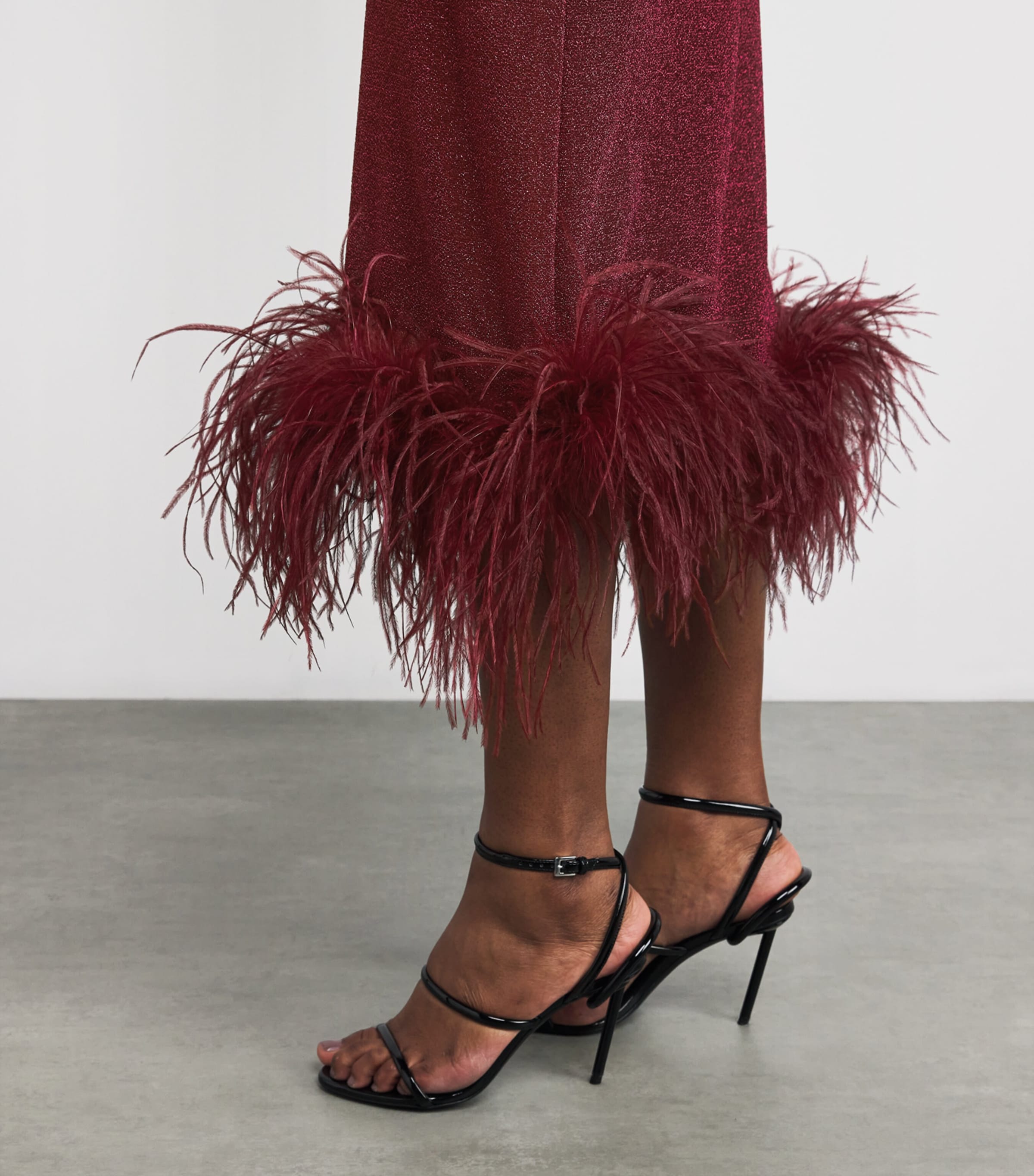 Lumière Feather Midi Dress BURGUNDY Image 6