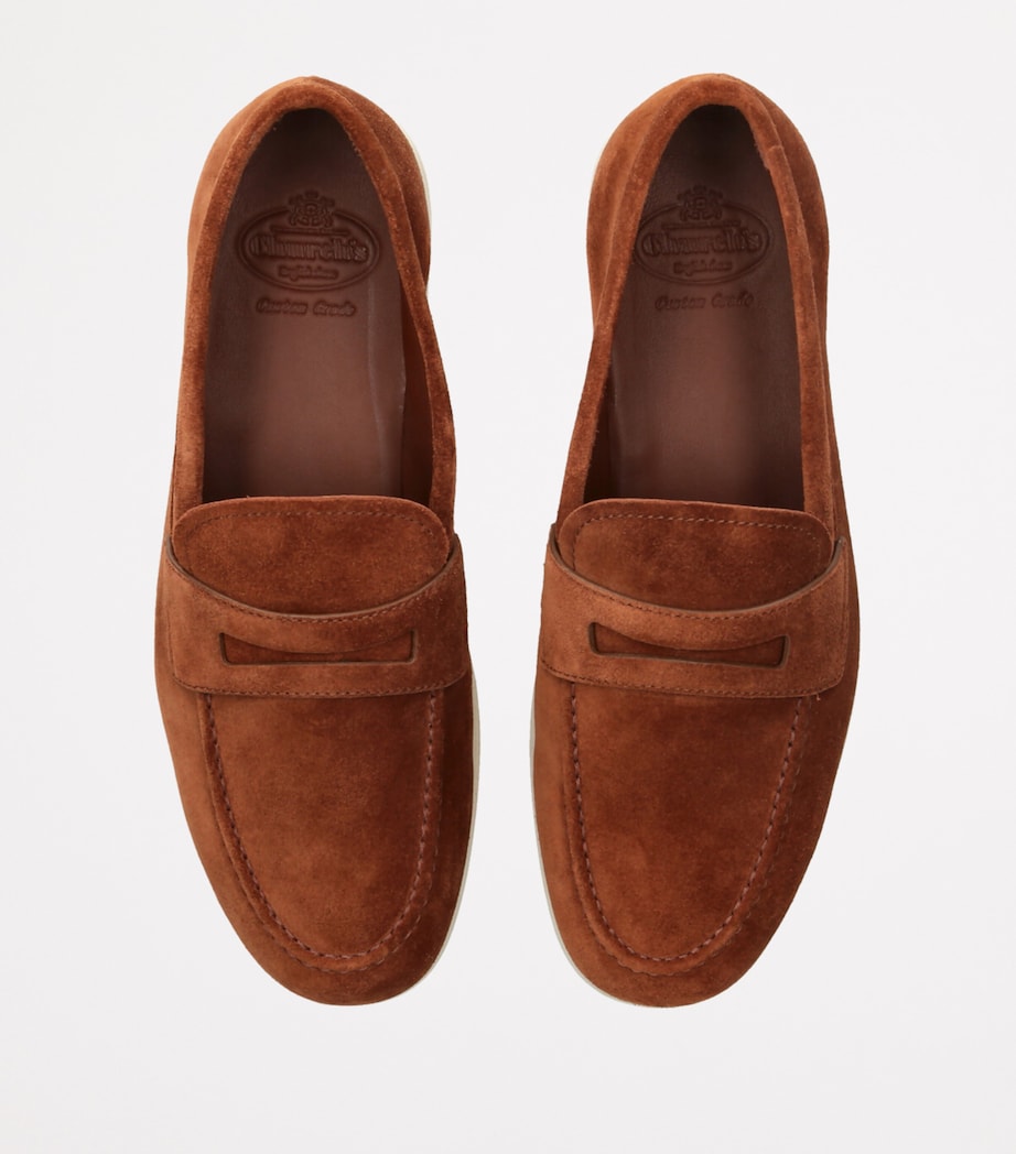Suede Saddle Penny Loafers MID BROWN Image 4