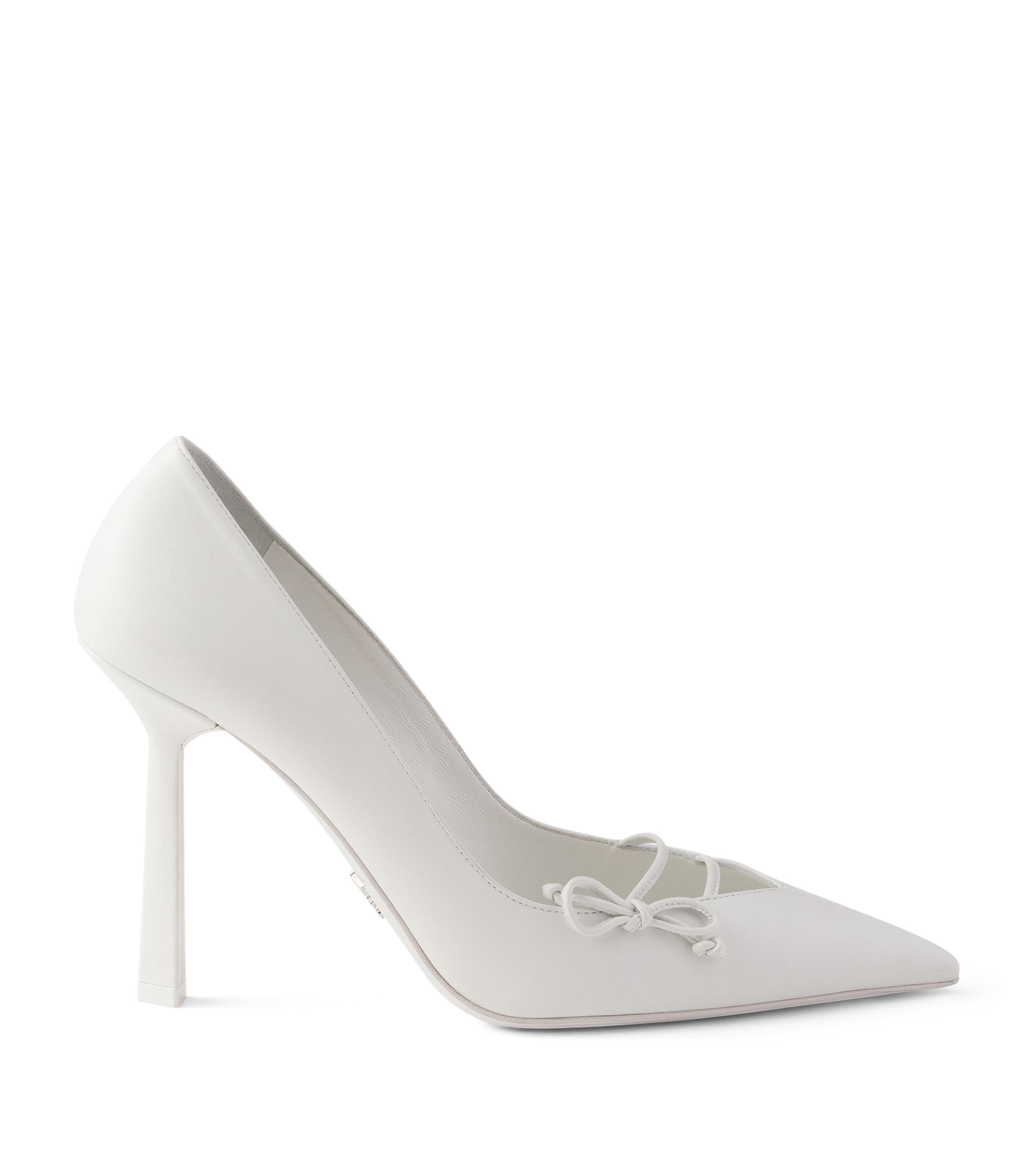 Prada Leather Bow-Detail Pumps 100 White Image 1