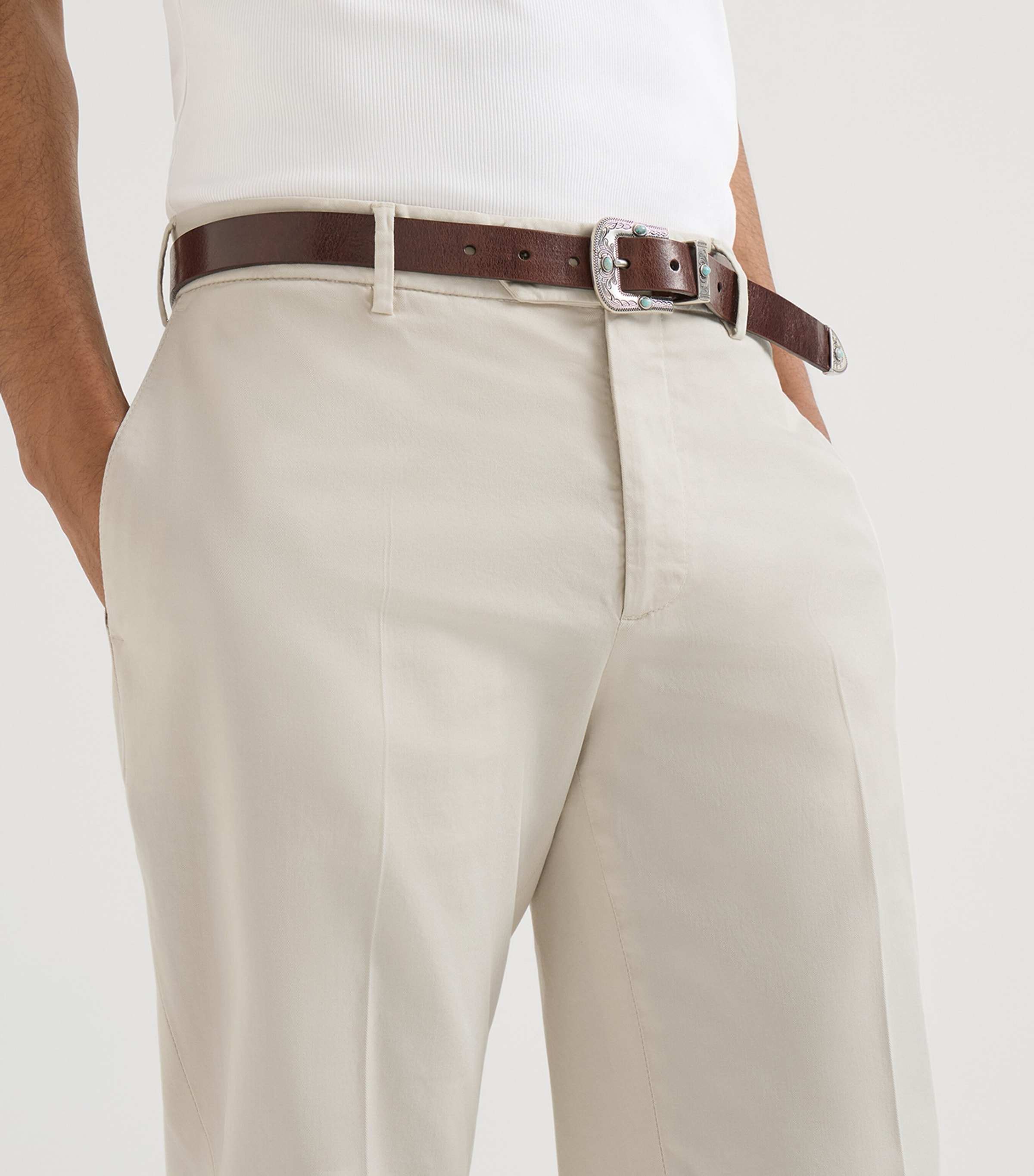 Brunello Cucinelli Mens Pima Cotton Comfort Gabardine Trousers Image 6