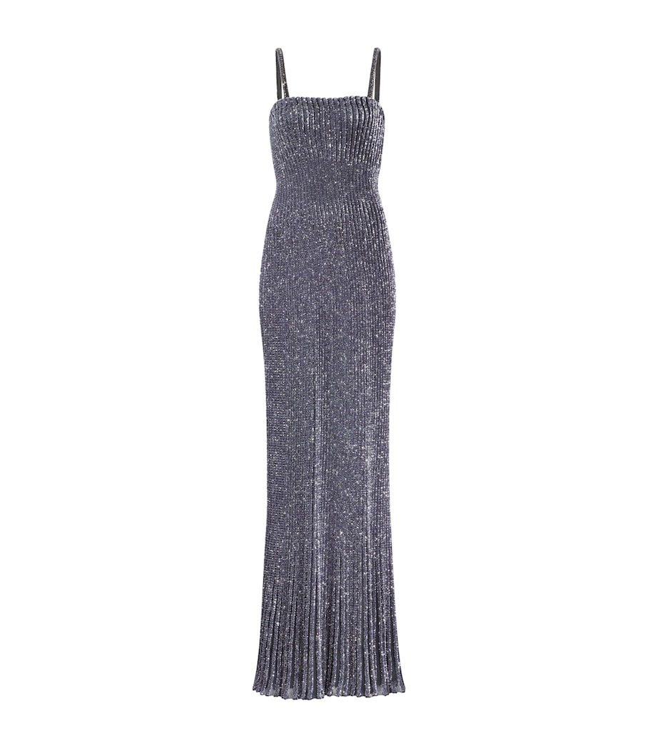 Alaïa Womens Sequinned Maxi Dress Marine Image 1