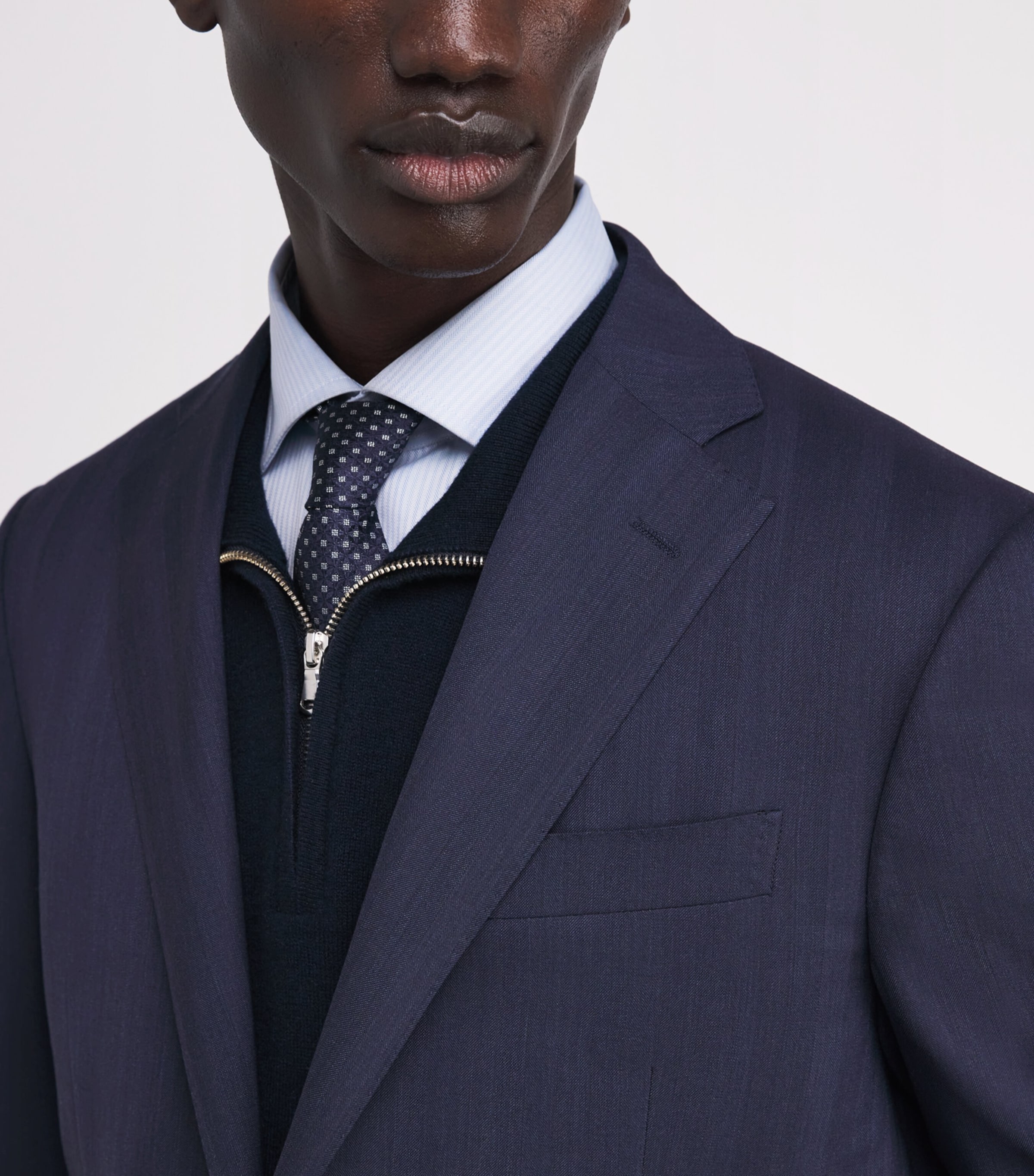 Virgin Wool Stripe 2-Piece Suit 001 NAVY BLUE Image 6