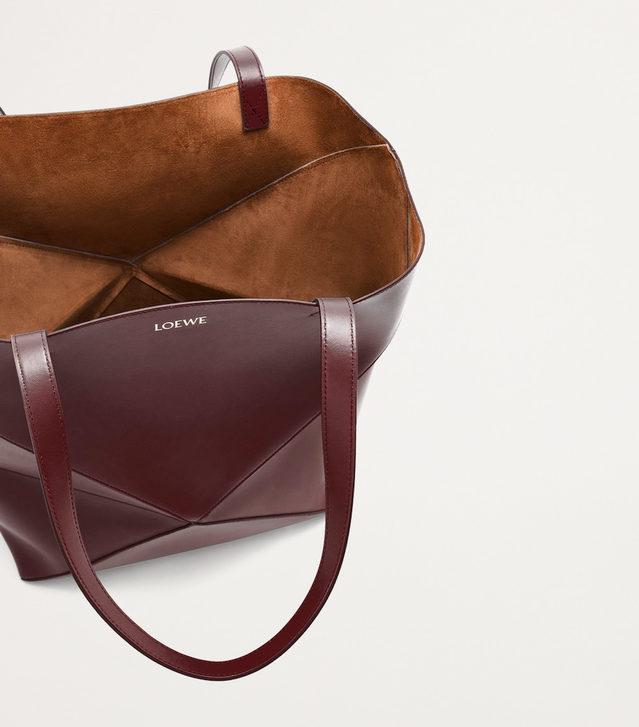 LOEWE Mens XL Leather Puzzle Fold Tote Bag Dark Burgundy Image 6