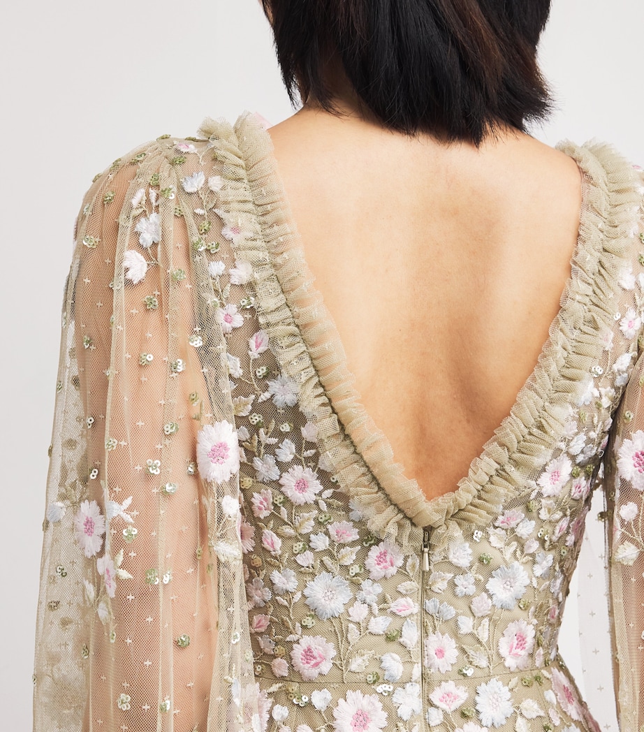 Cape-Detail Ethereal Blooms Maxi Dress ALOE/MULTI Image 6