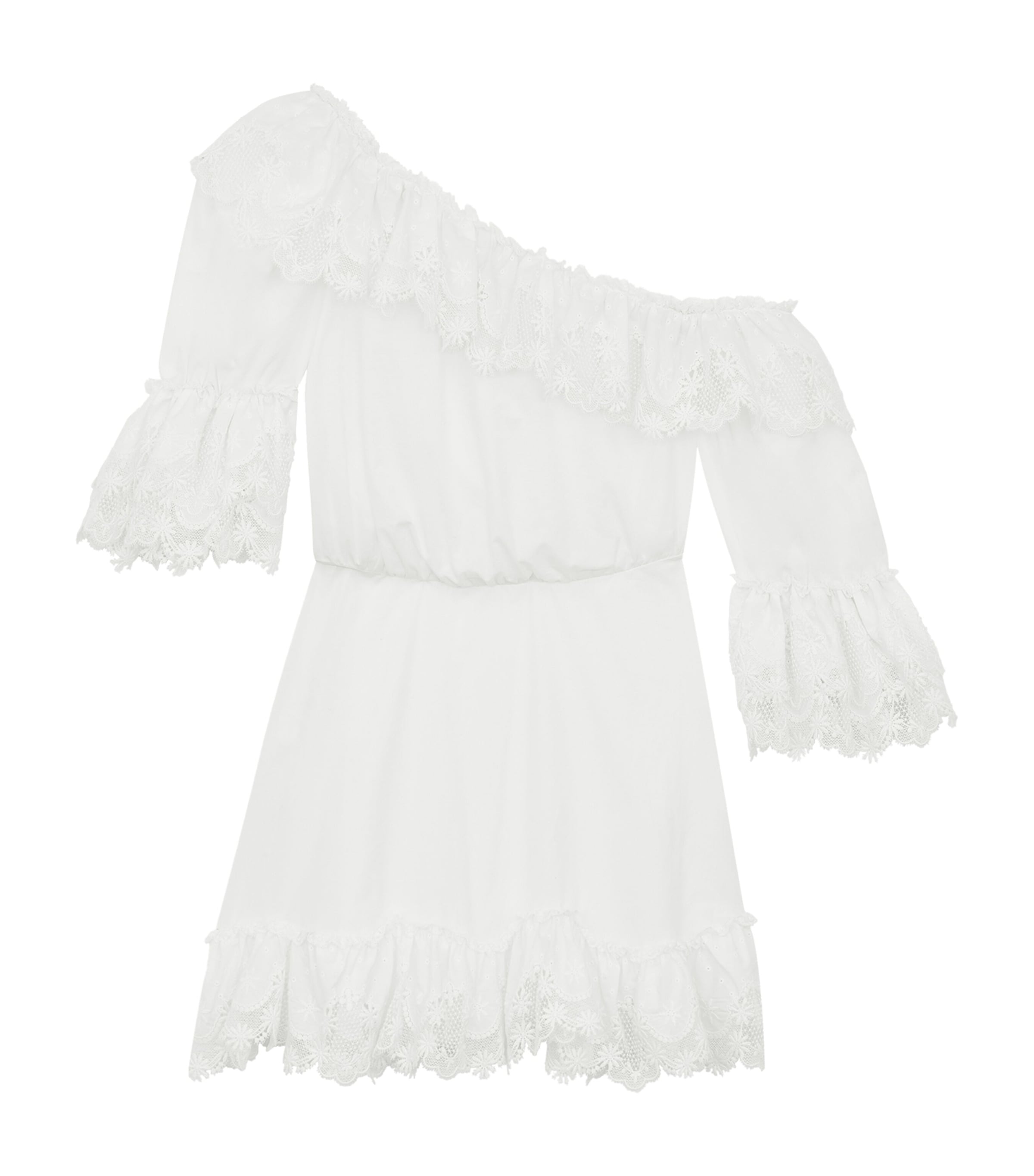 Saint Laurent Womens Cotton One-Shoulder Mini Dress Image 2