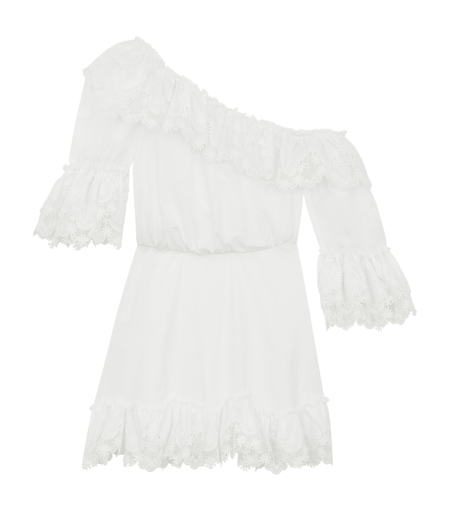 Saint Laurent Womens Cotton One-Shoulder Mini Dress Image 2