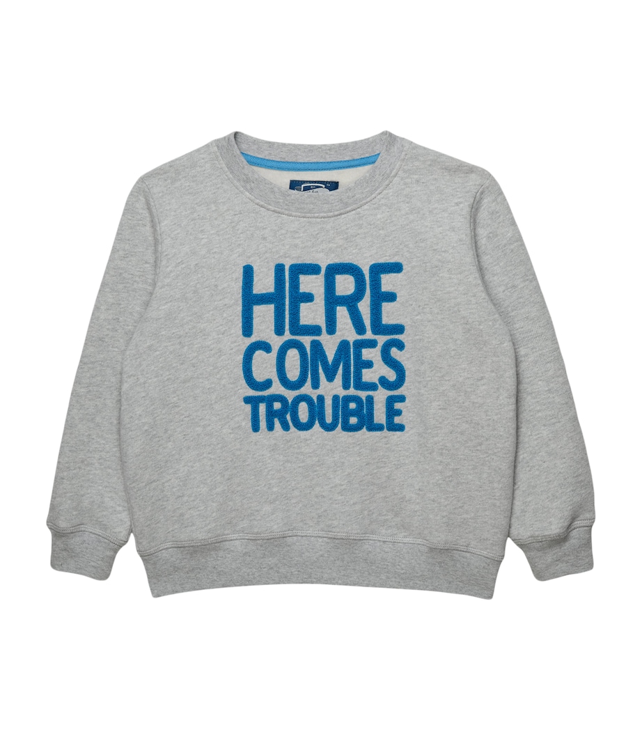 Trotters Cotton Here Comes Trouble Sweatshirt (2-5 Years) Grey Marl Image 1