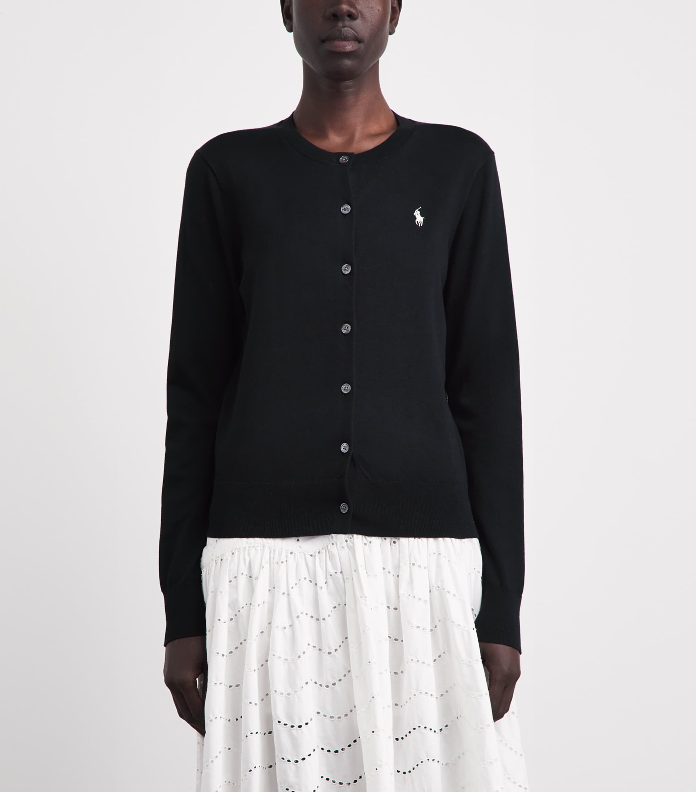 Polo Ralph Lauren Womens Cotton Ribbed Cardigan Polo Black Image 4