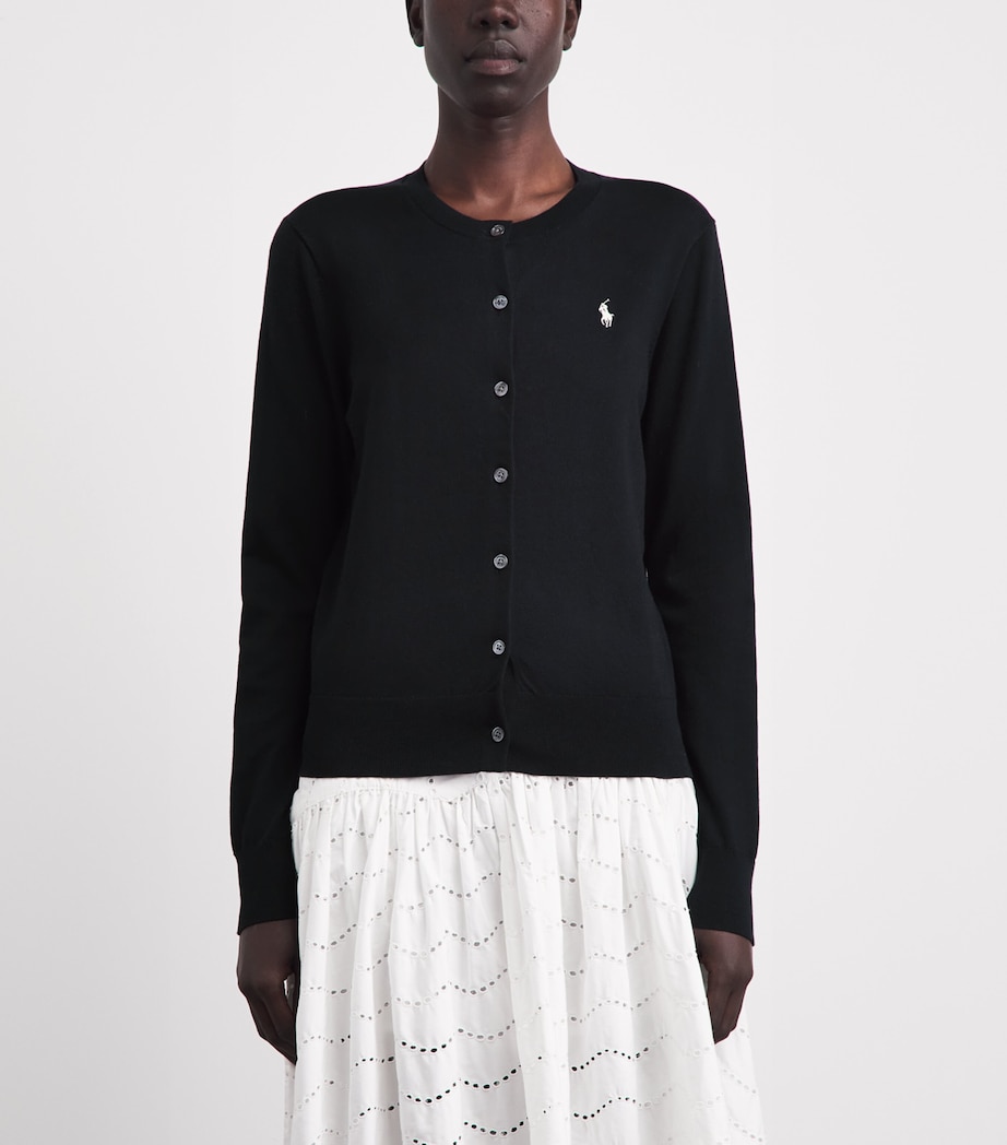 Polo Ralph Lauren Womens Cotton Ribbed Cardigan Polo Black Image 4