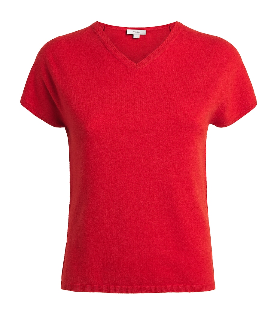 Vince Womens Wool-Cashmere-Blend Short-Sleeve Sweater Poppy Image 1
