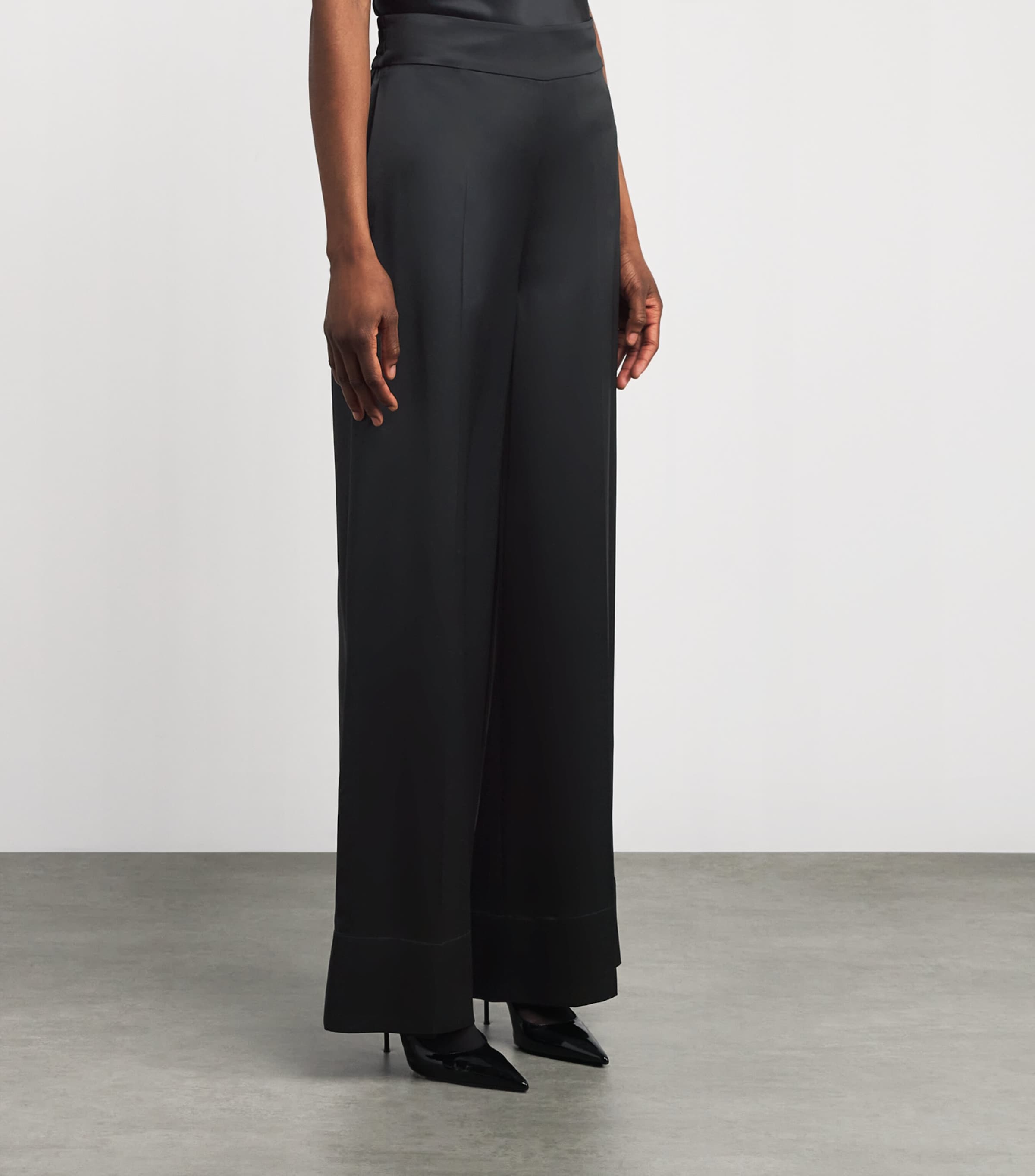Satin Dijon Tailored Trousers BLACK Image 3