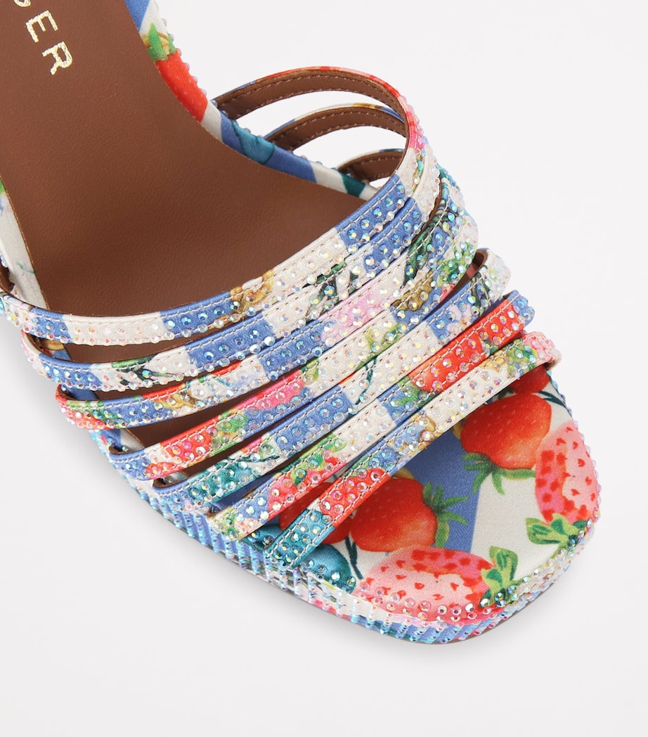 Kurt Geiger London Satin Printed Pierra Platform Sandals Red Comb Image 3