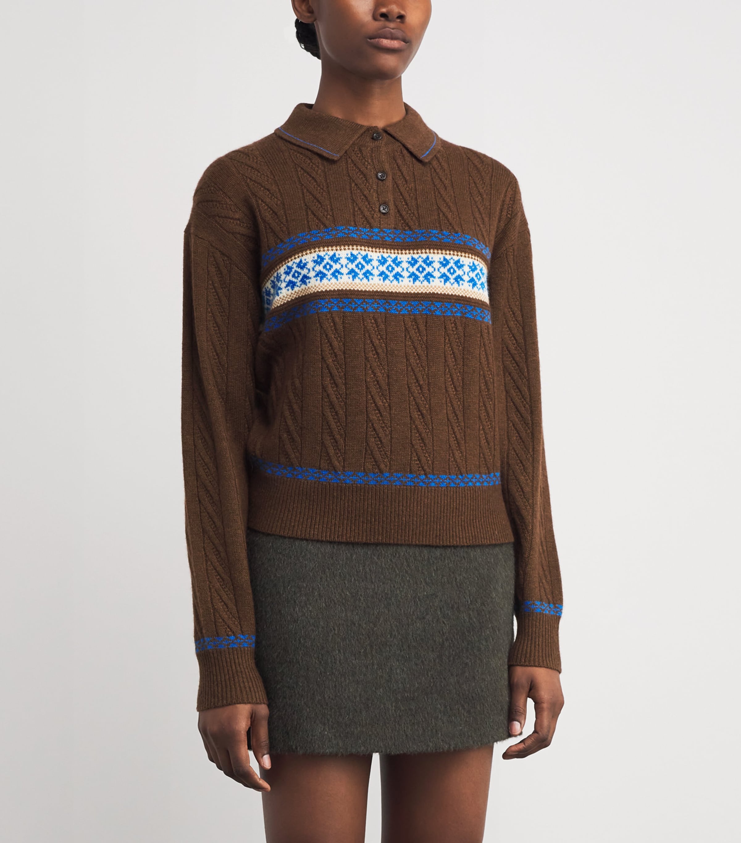 Wool-Cashmere Fair Isle Sweater CHESTNUT COMBO Image 3