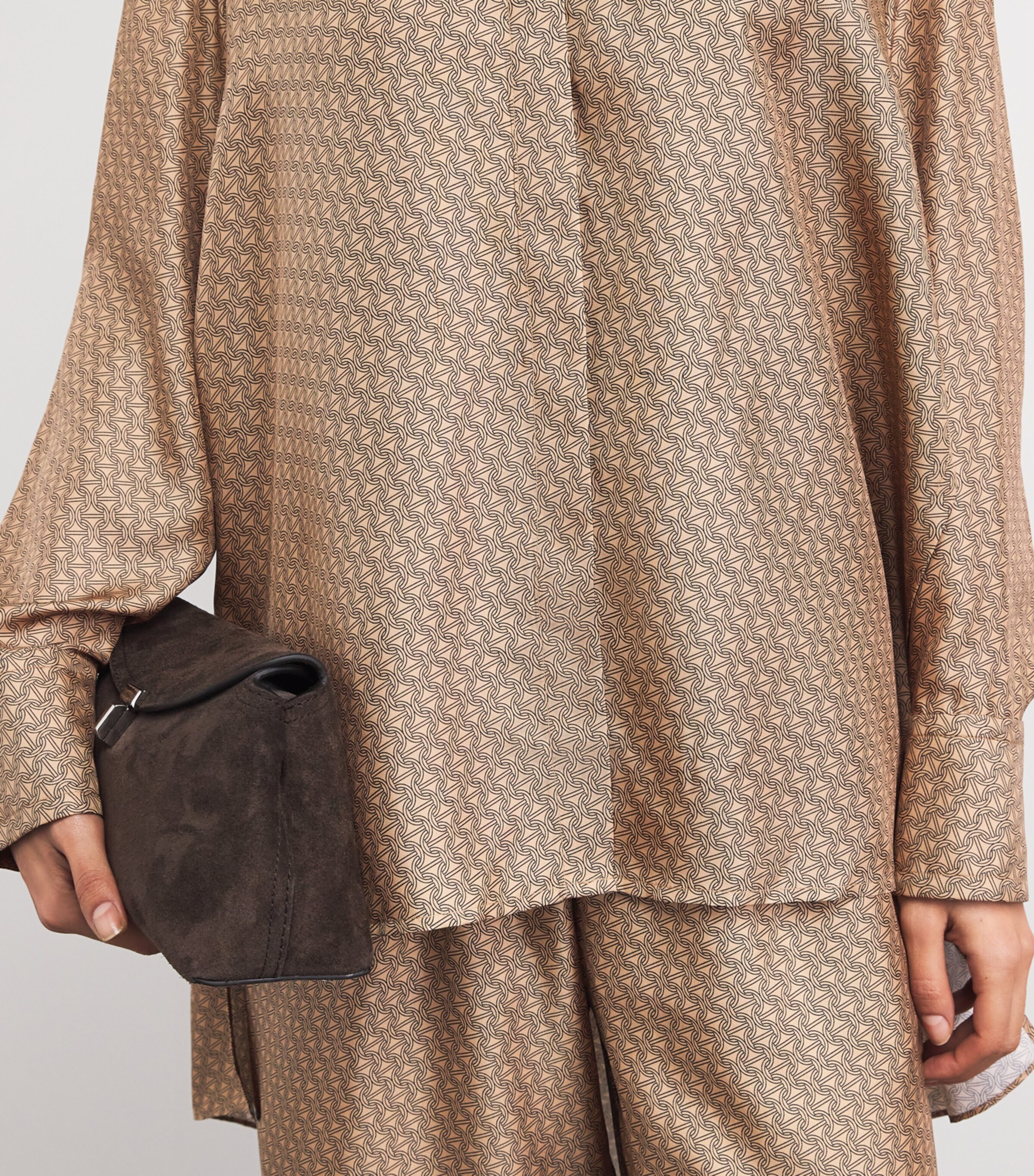 ESSE Studios Womens Silk Printed Linka Shirt Almond Linka Image 3