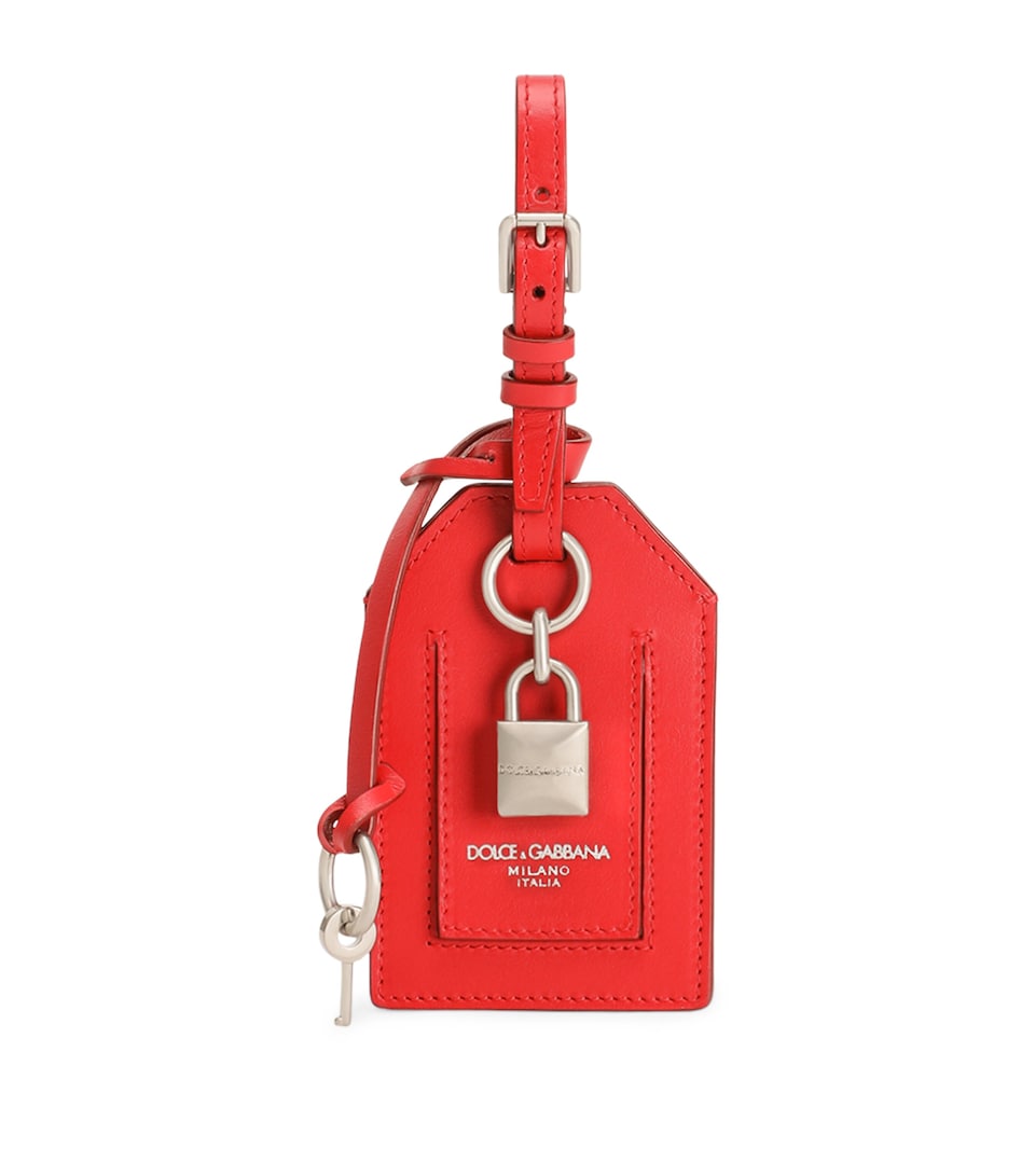 Dolce&Gabbana Calfskin-Lambskin Padlock ID Tag Poppy Red