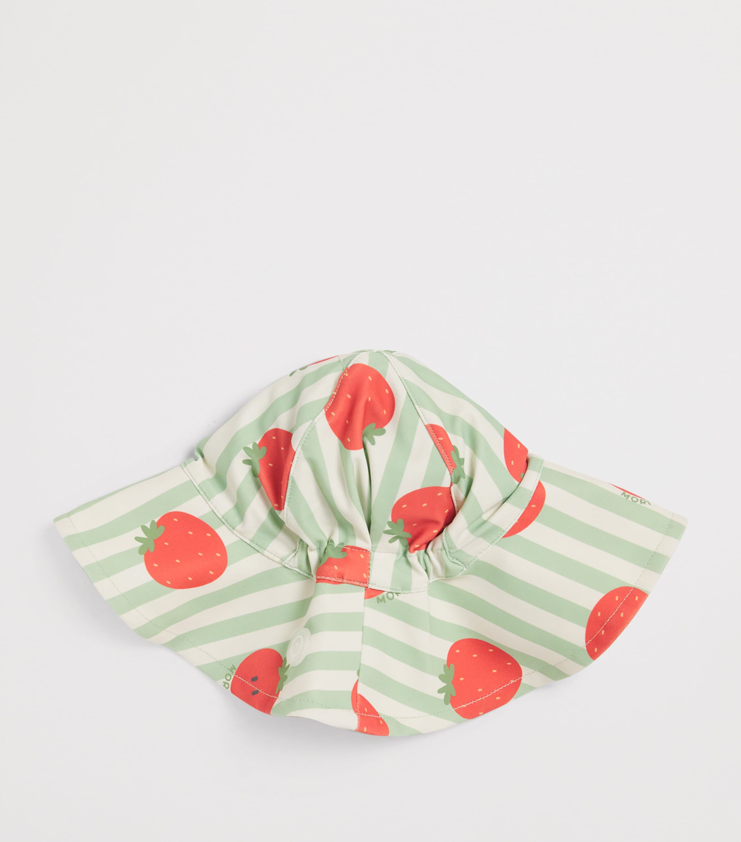 MORI Strawberry Stripe Swim Bucket Hat (6-12 Months) Strwbry & Grn Stripe Image 2