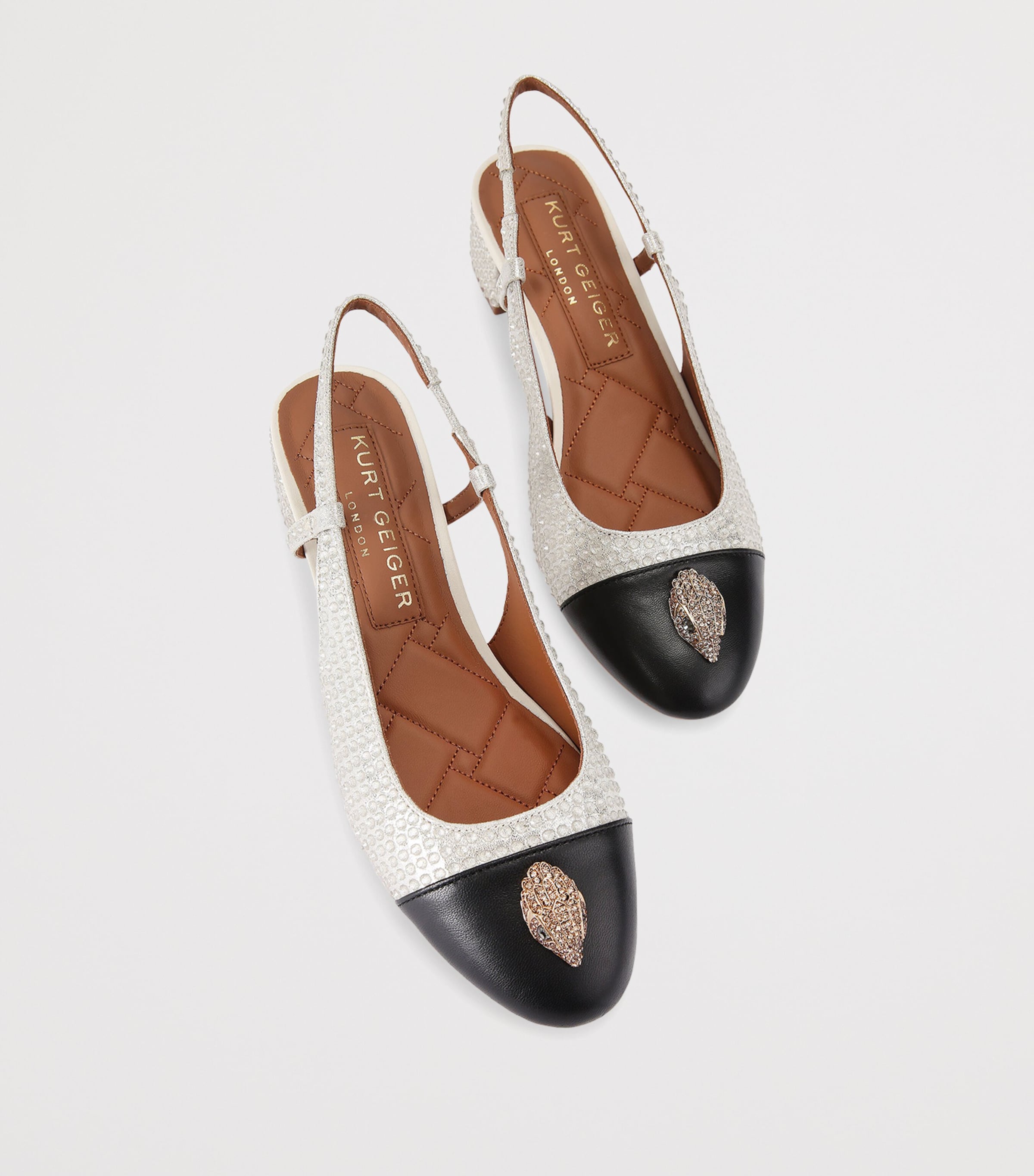 Embellished Sloane Slingback Heels WHITE/BLK Image 4