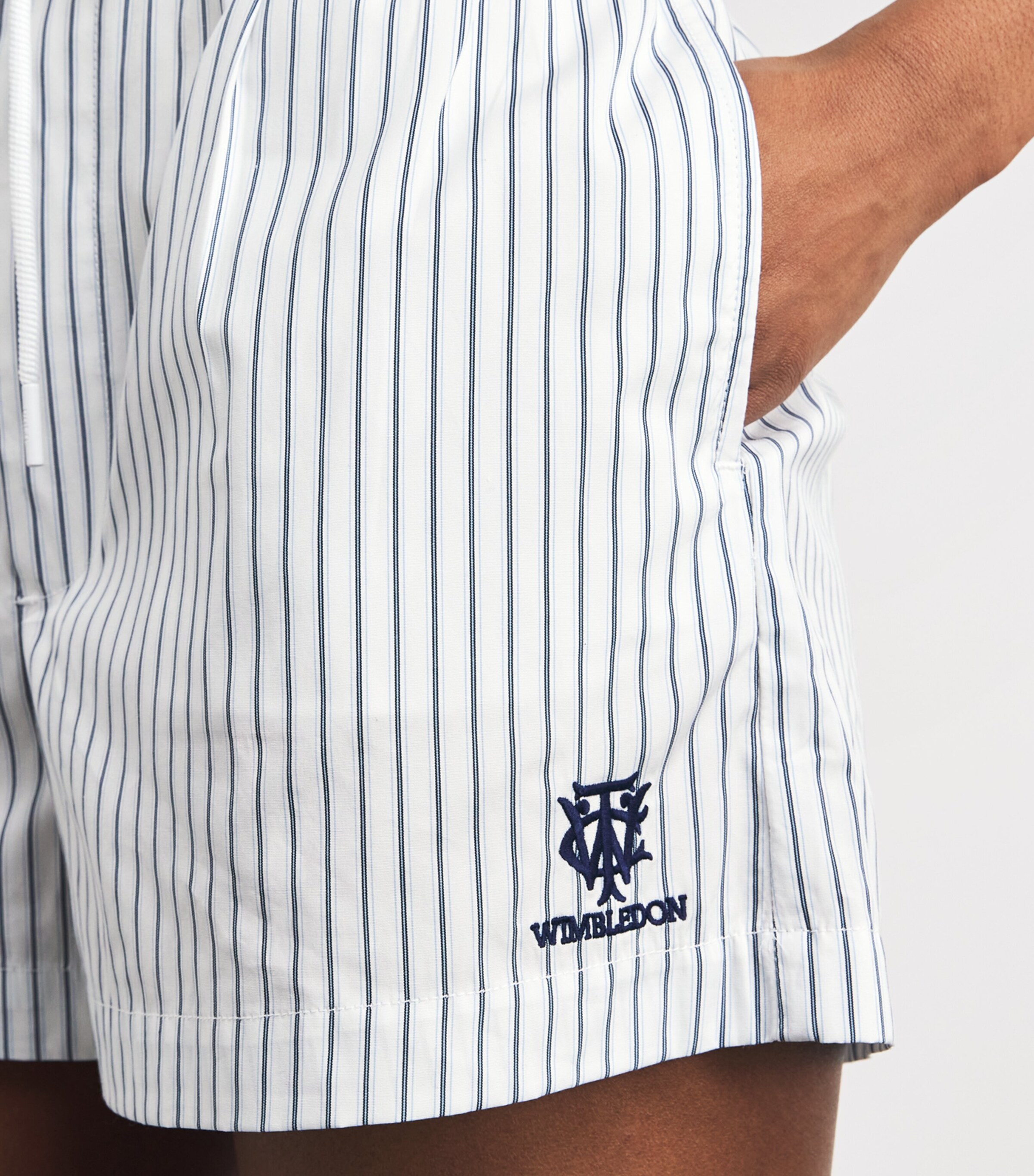 Polo Ralph Lauren Womens x Wimbledon Cotton Stripe Shorts Wht/ofc Blu/ref Nvy Image 3