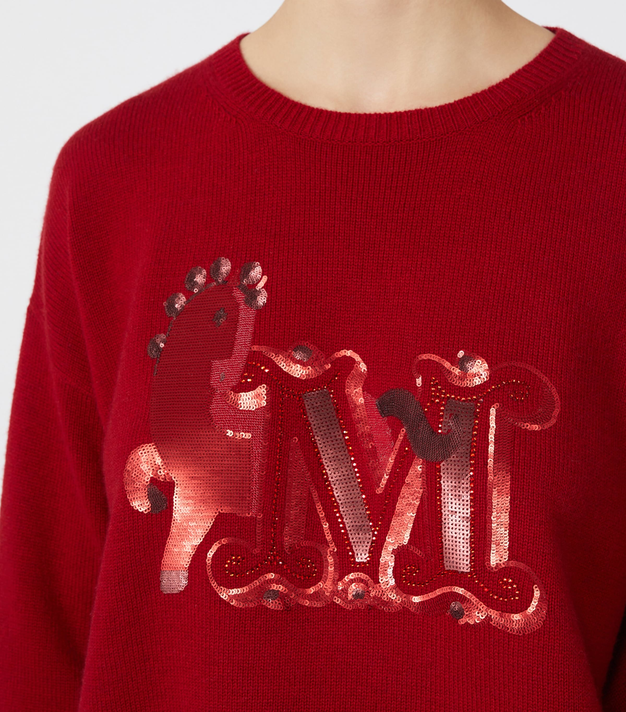 Wool-Cashmere Monogram Sweater DARK RED Image 5