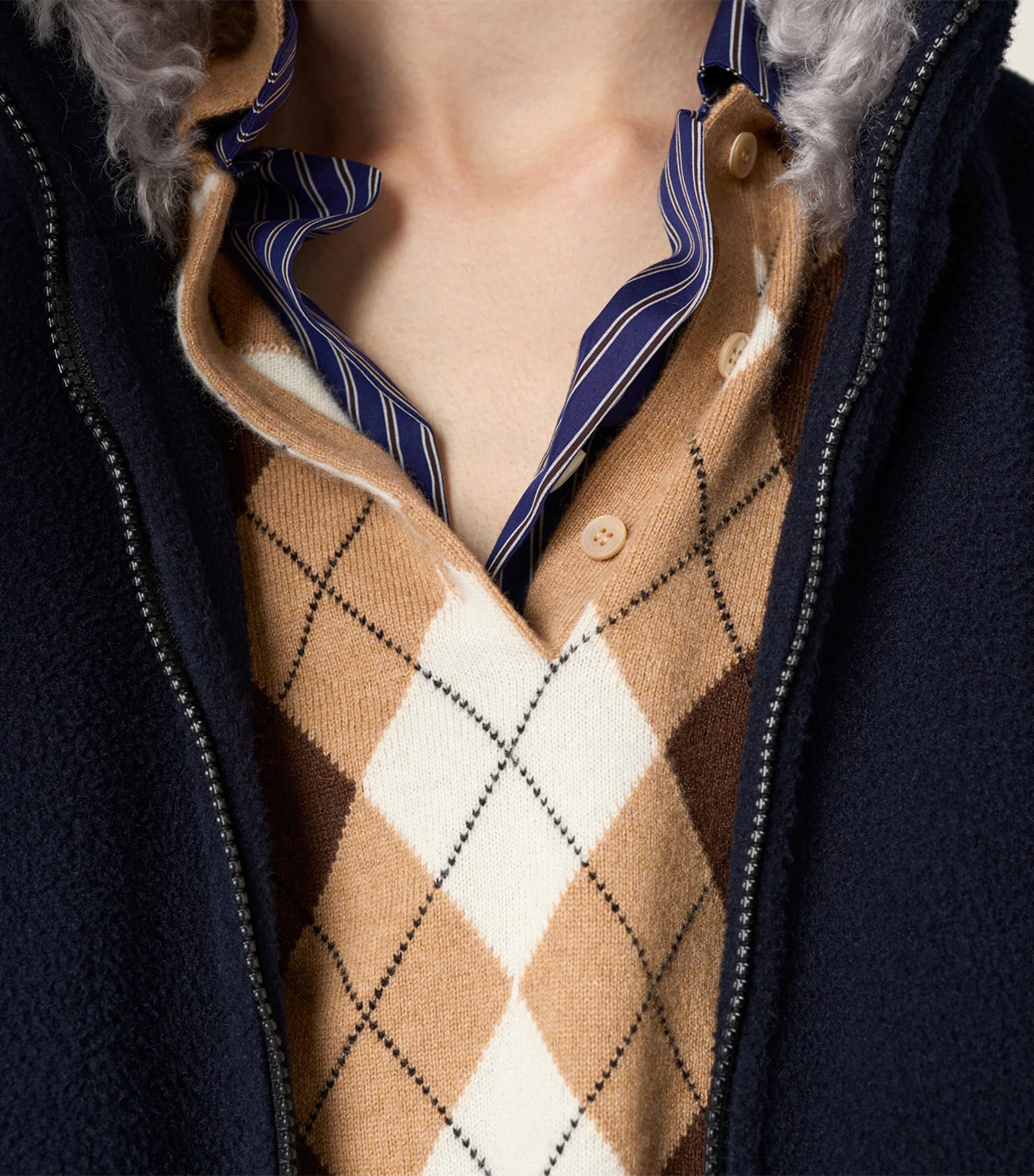 Cashmere Argyle Polo Sweater F0040 Image 4