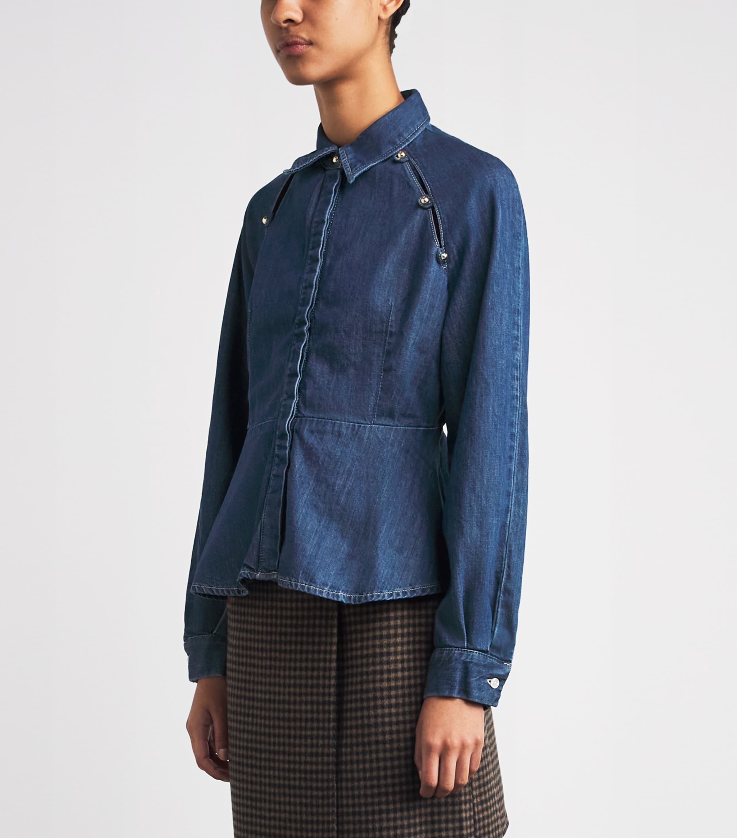 Claudie Pierlot Womens Peplum Denim Shirt Blue Denim Image 4