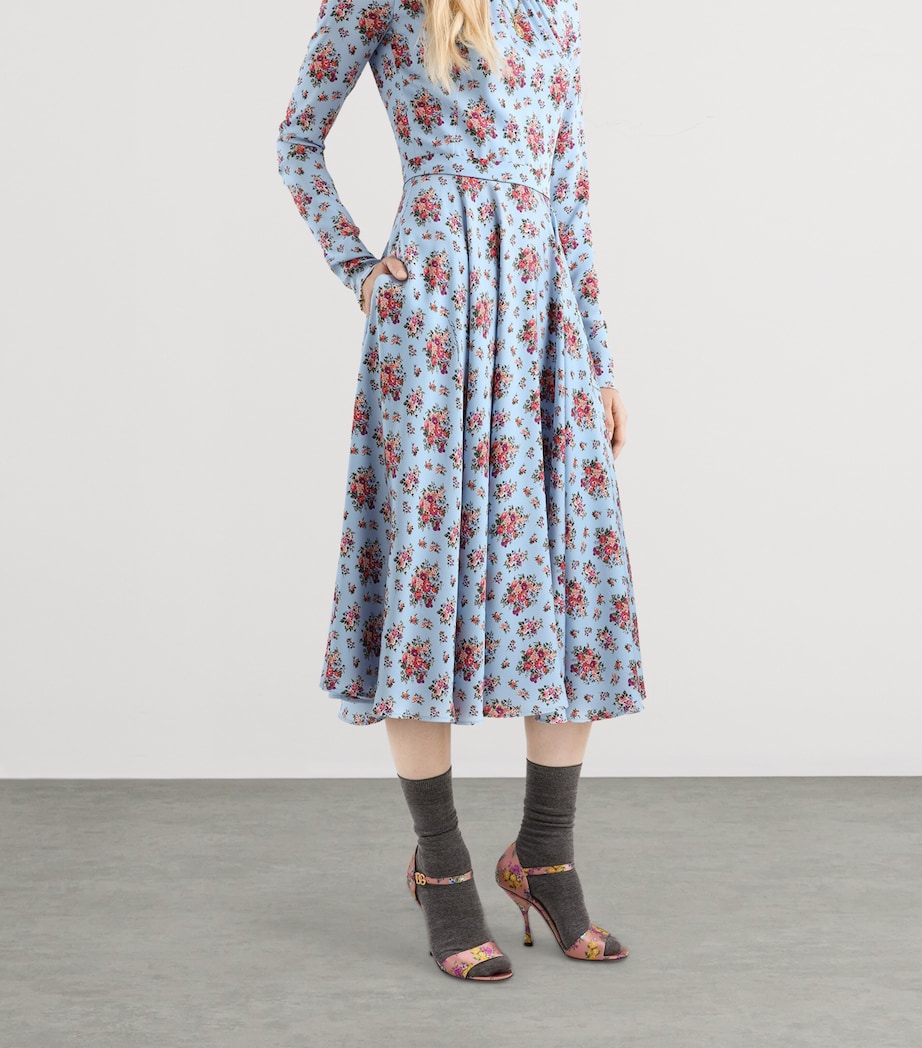 Dolce&Gabbana Womens Stretch-Silk Floral Maxi Dress Mazz Image 4